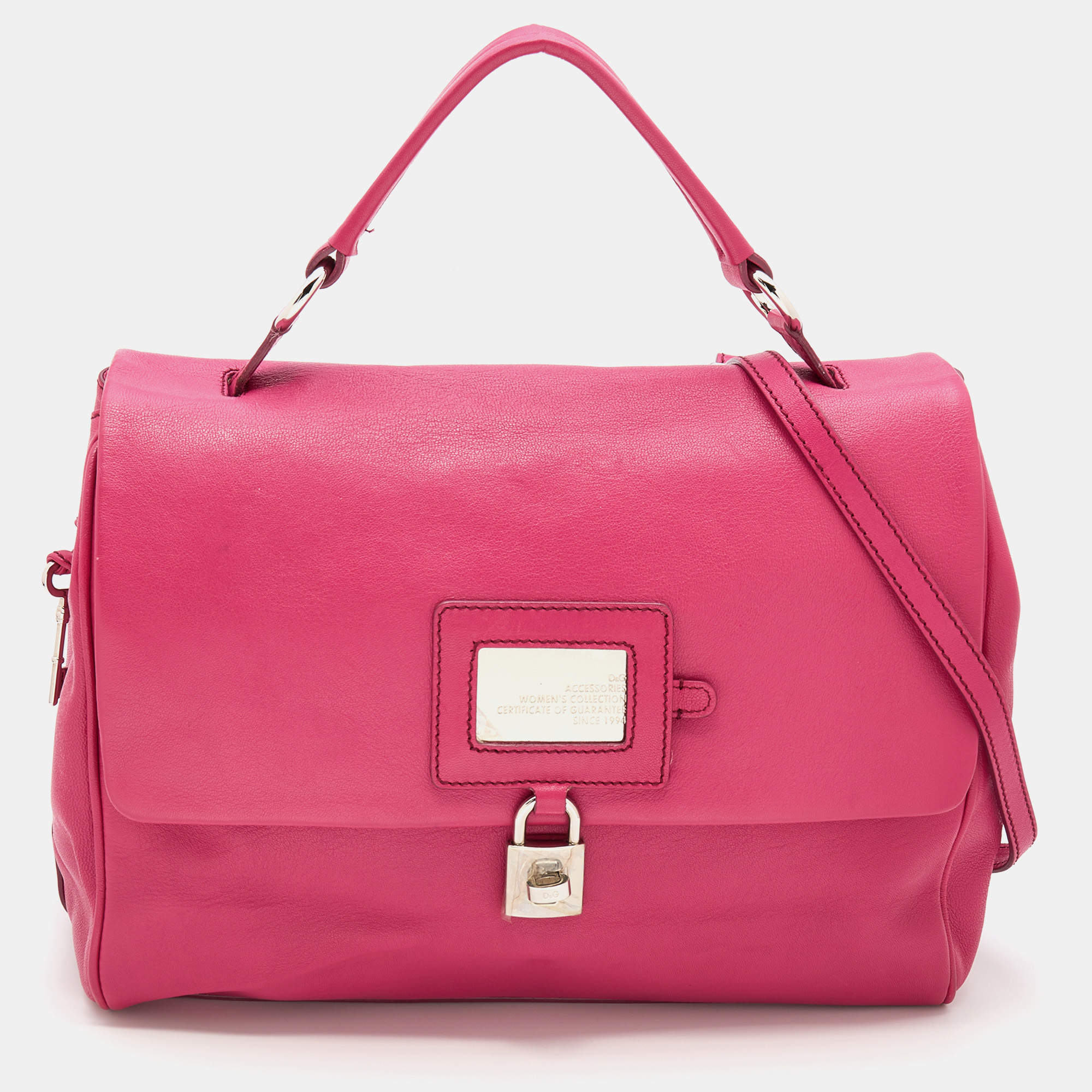D&G Pink Leather Miss Dolce Top Handle Bag