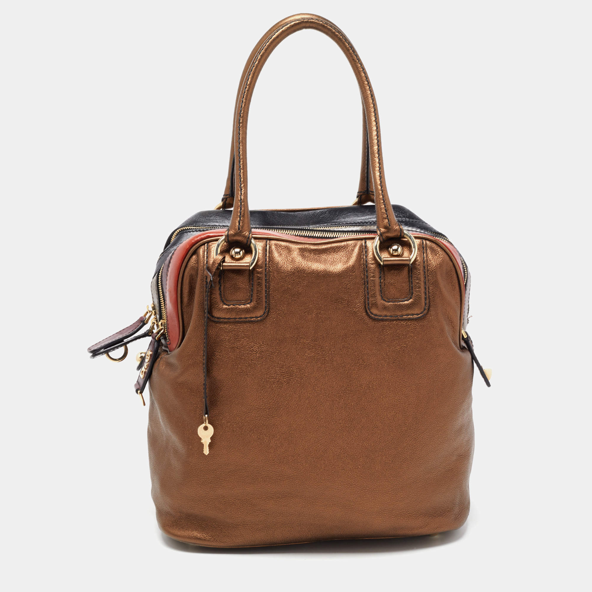 Pre Owned D&G Bronze/Multicolor Leather Lily Satchel