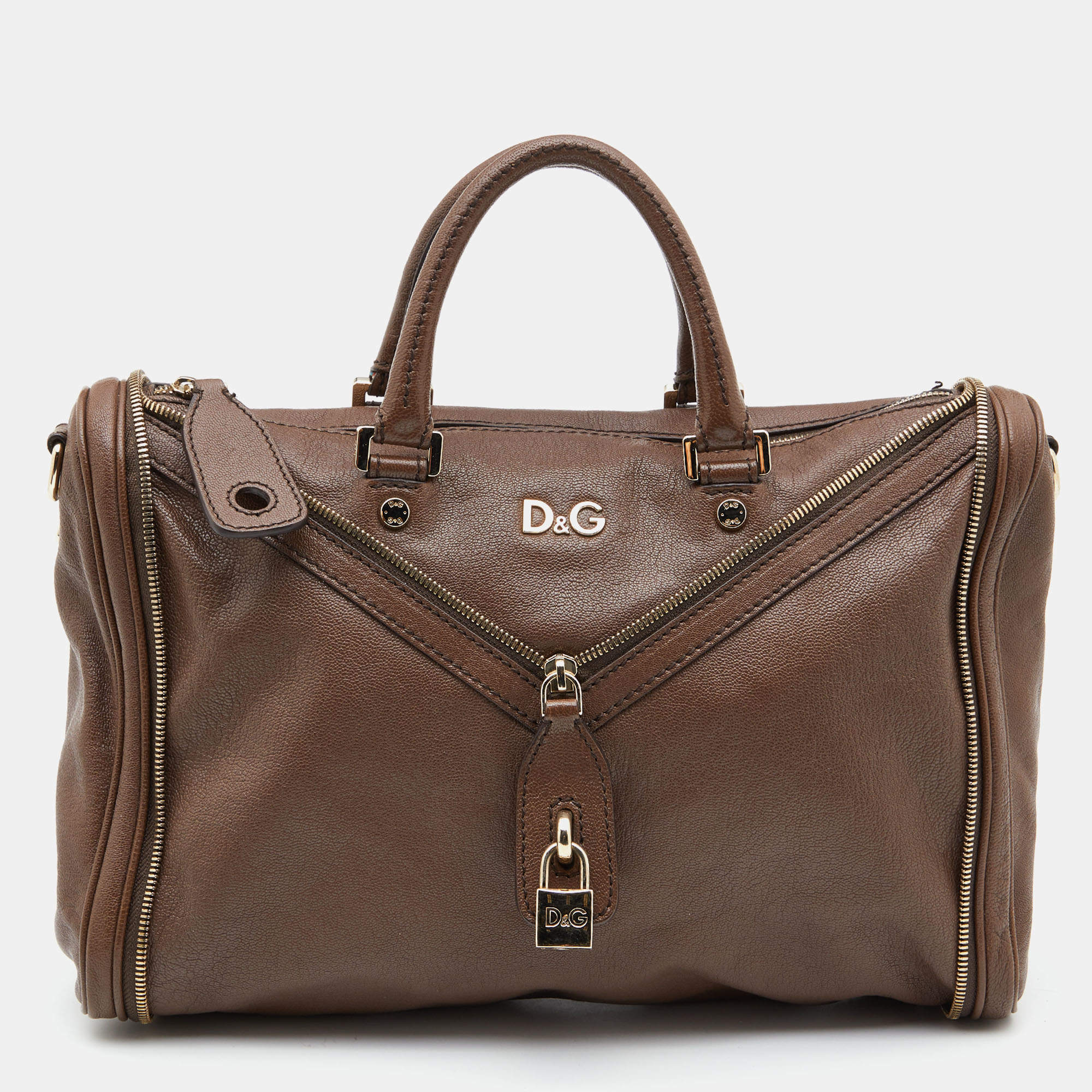 D G Brown Leather Vilma Bag