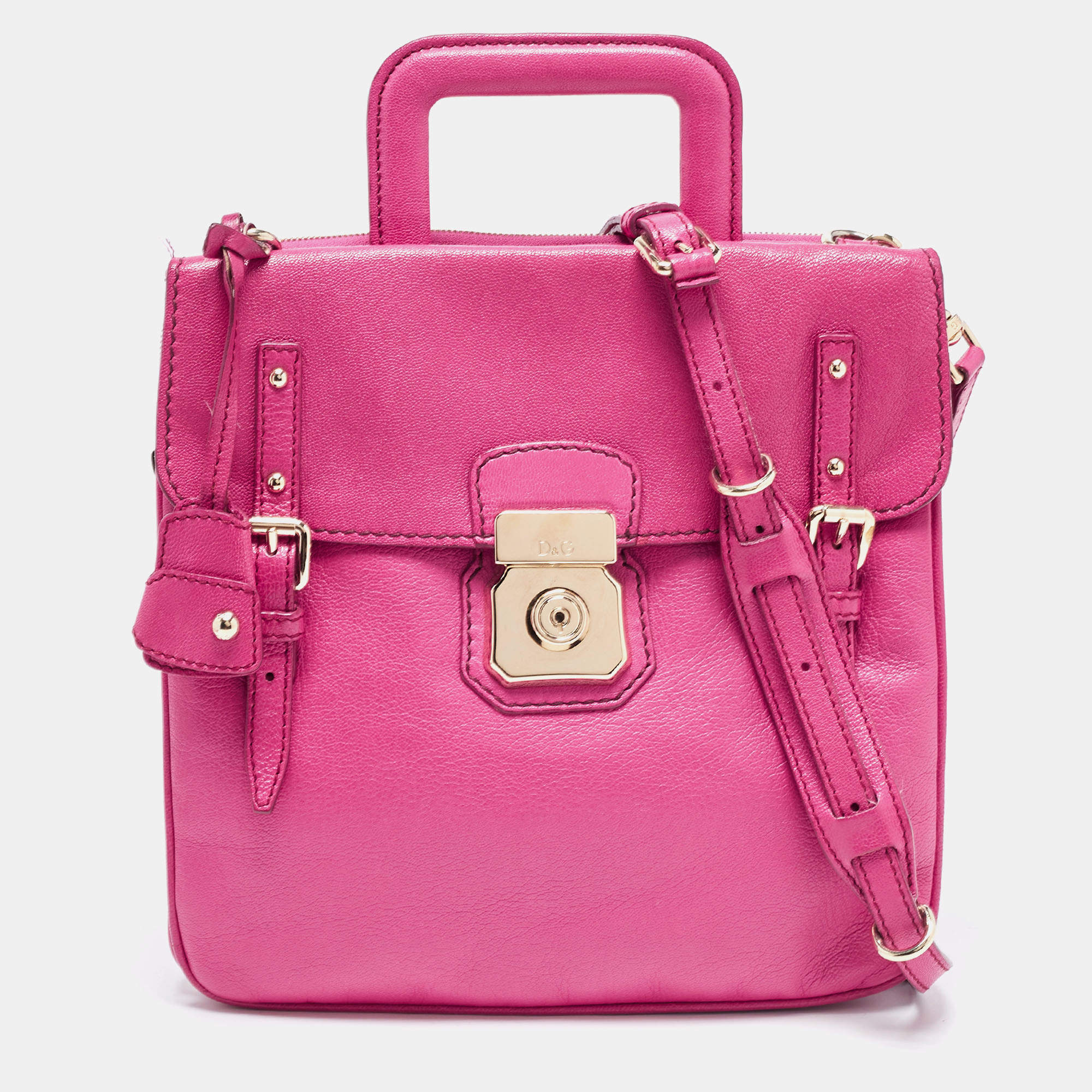 Pre Owned D&G Pink Leather Miss Allyson Shoulder Bag