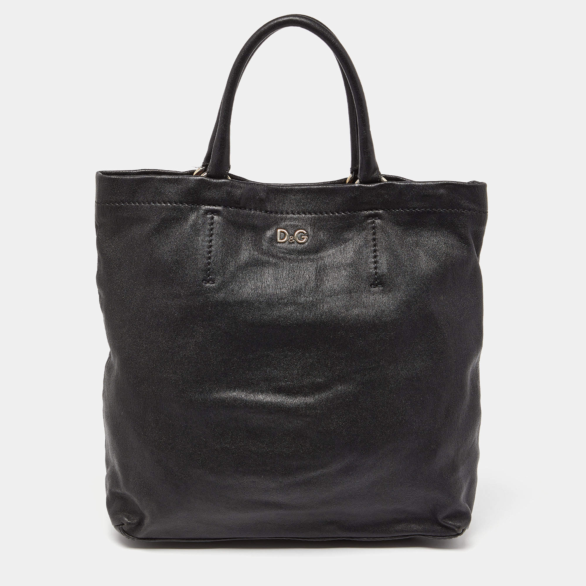 Pre Owned D&G Black Leather Kari Shopper Tote