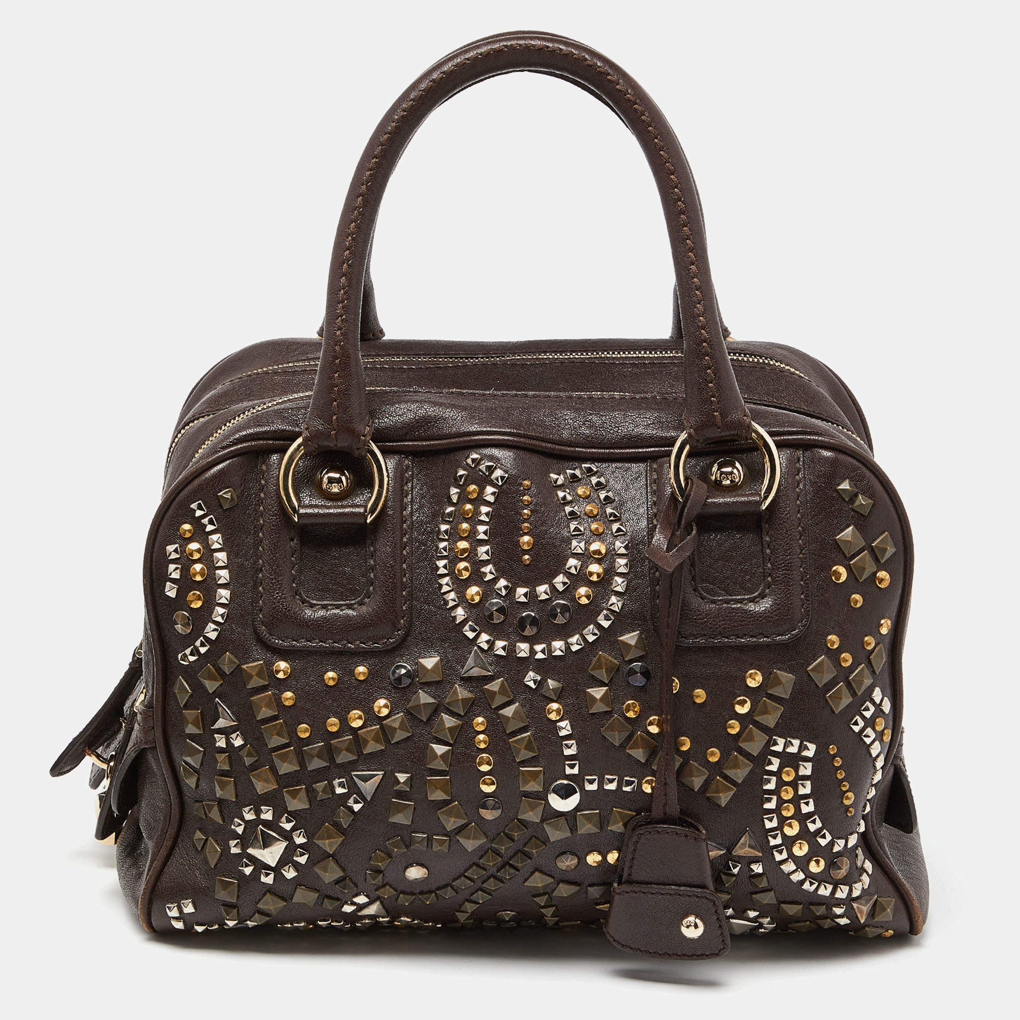 Pre Owned D&G Brown Leather Lily Zip Bag