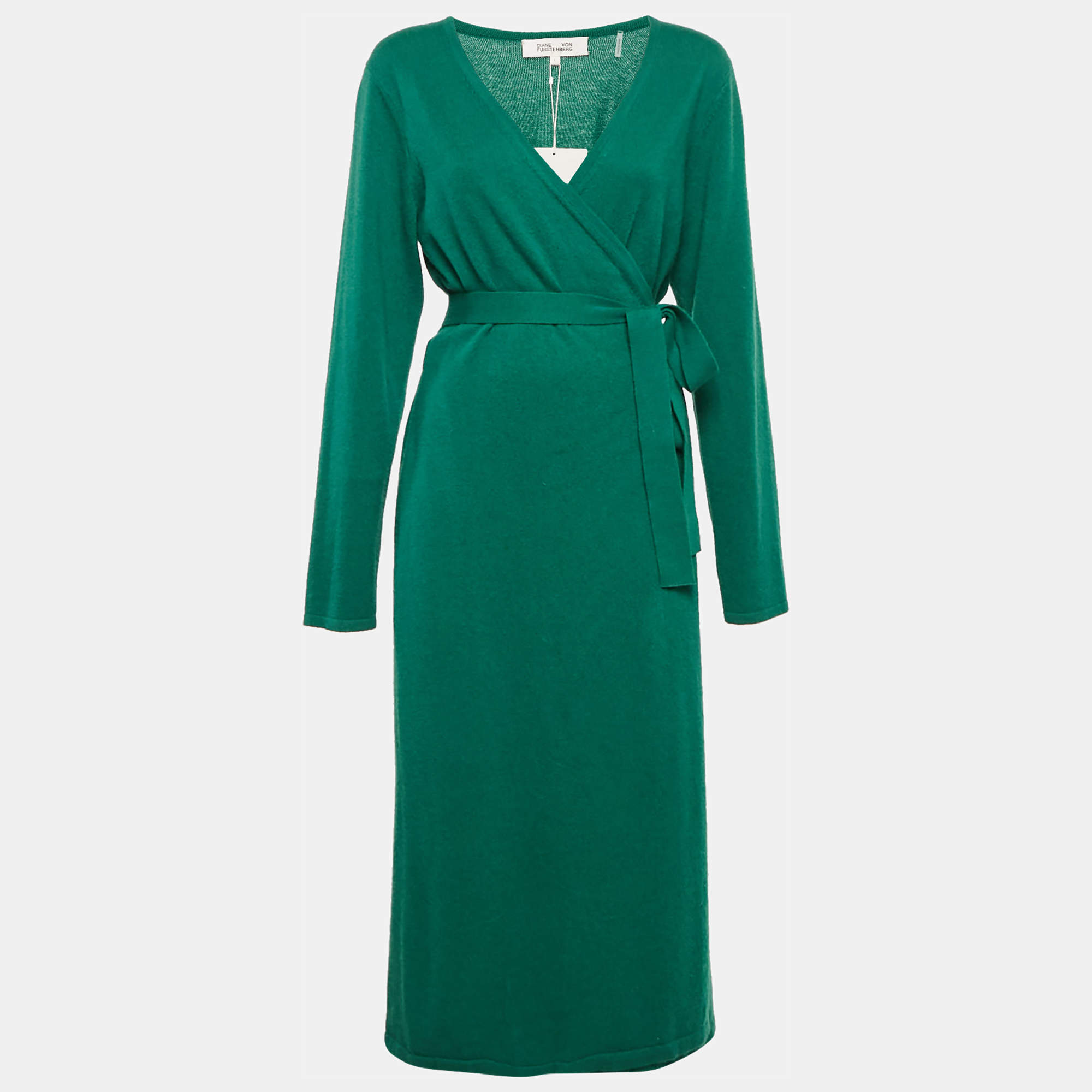 Diane Von Furstenberg Fall Green Wool Blend Astrid Dress L