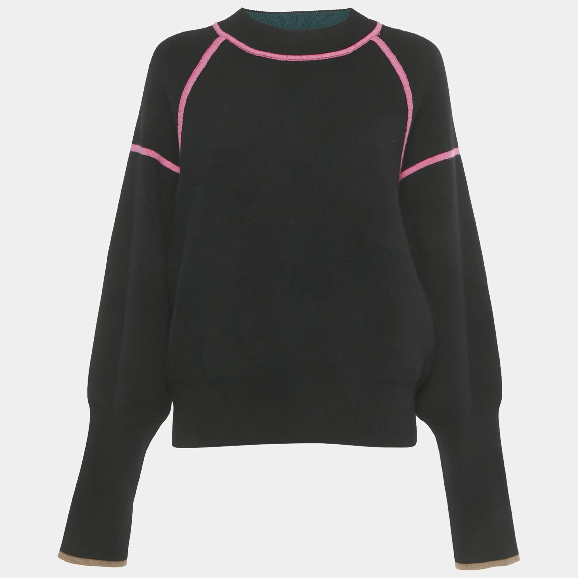 Pre Owned Diane Von Furstenberg Black Wool Blend Rhylee Sweatshirt L