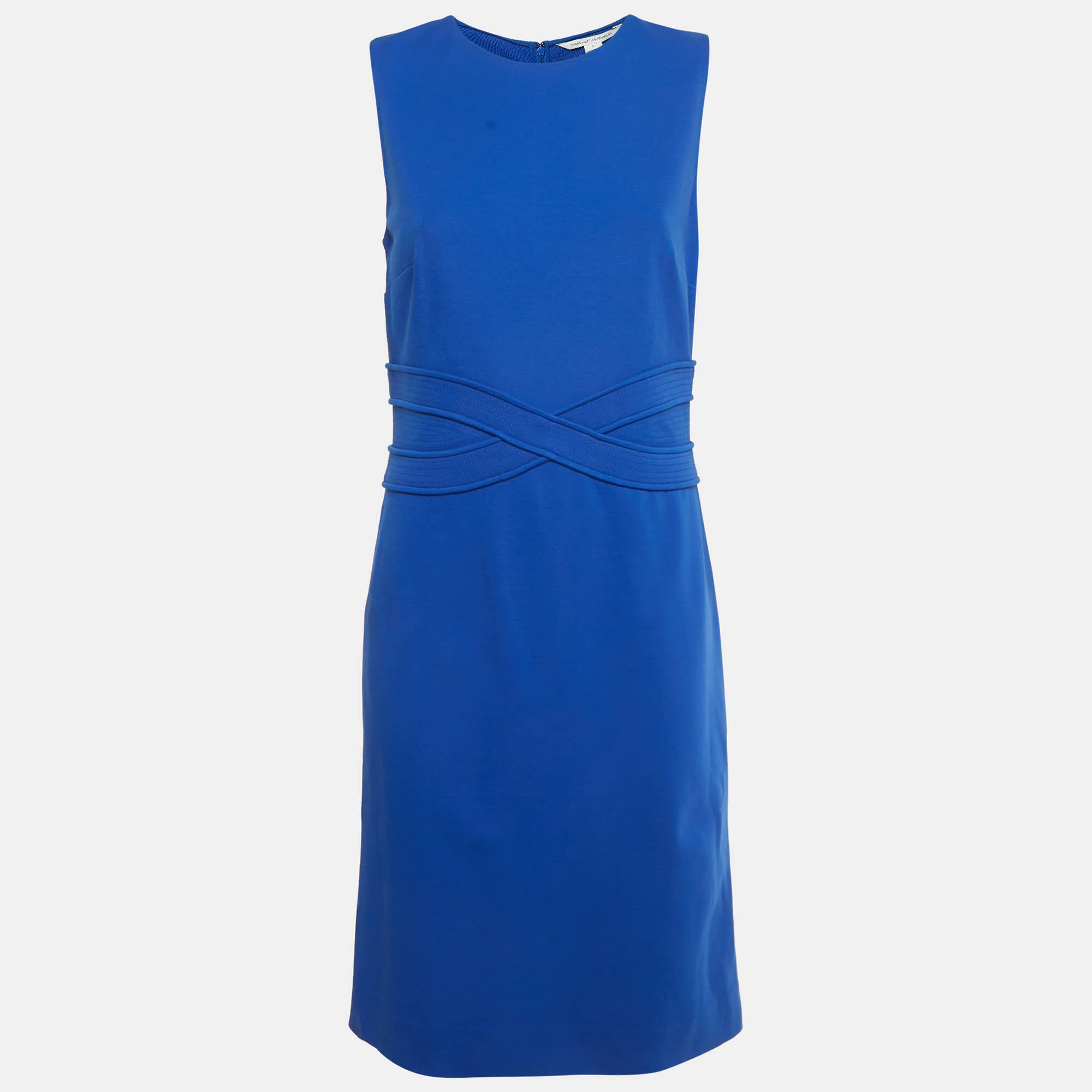 Pre Owned Diane Von Furstenberg Blue Jersey Evita Dress M