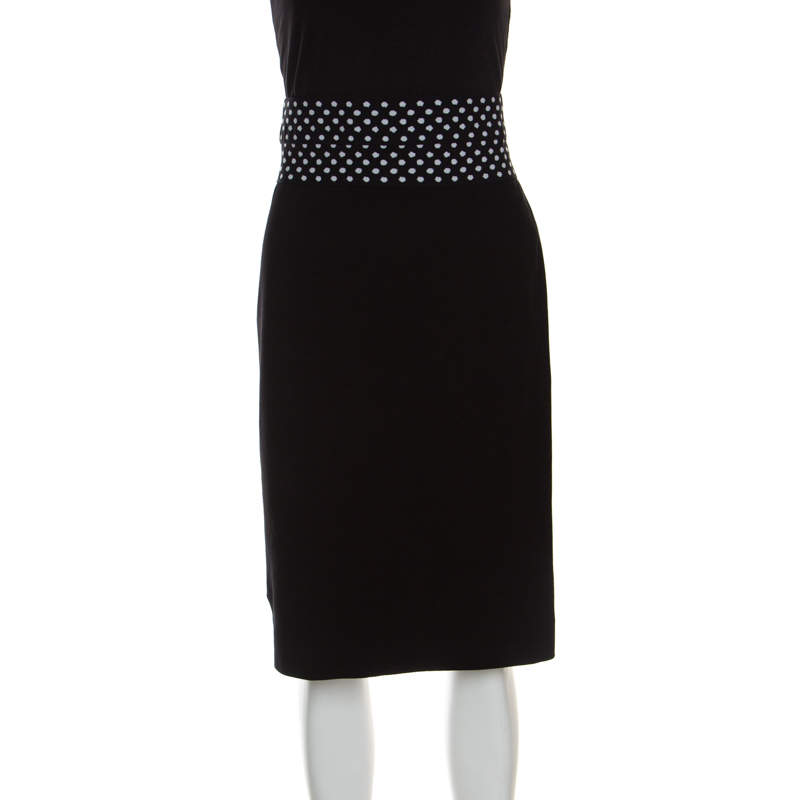 Pre Owned Diane Von Furstenberg Black Dotted Wasitband Detail Elsa Skirt M