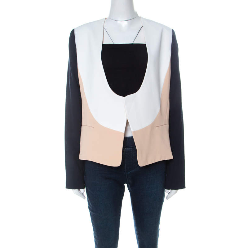 Diane Von Furstenberg Multicolor Crepe Creme Brulee Open Front Feriha Blazer M