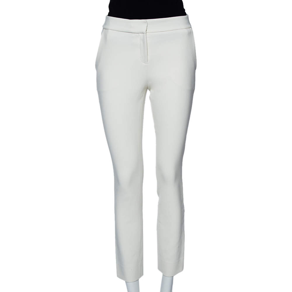 Pre Owned Diane von Furstenberg Off White Stretch Knit Genesis Pants S
