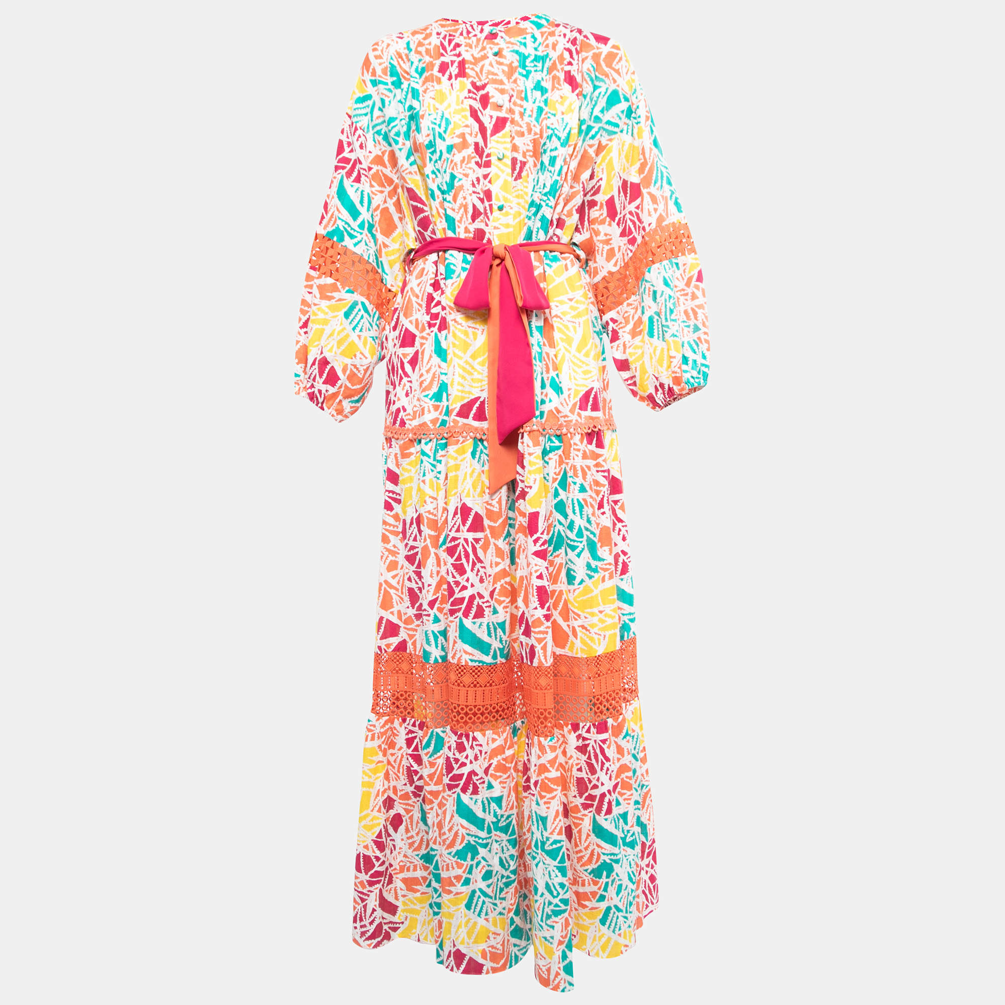 Diane Von Furstenberg Multicolor Printed Cotton Belted Maxi