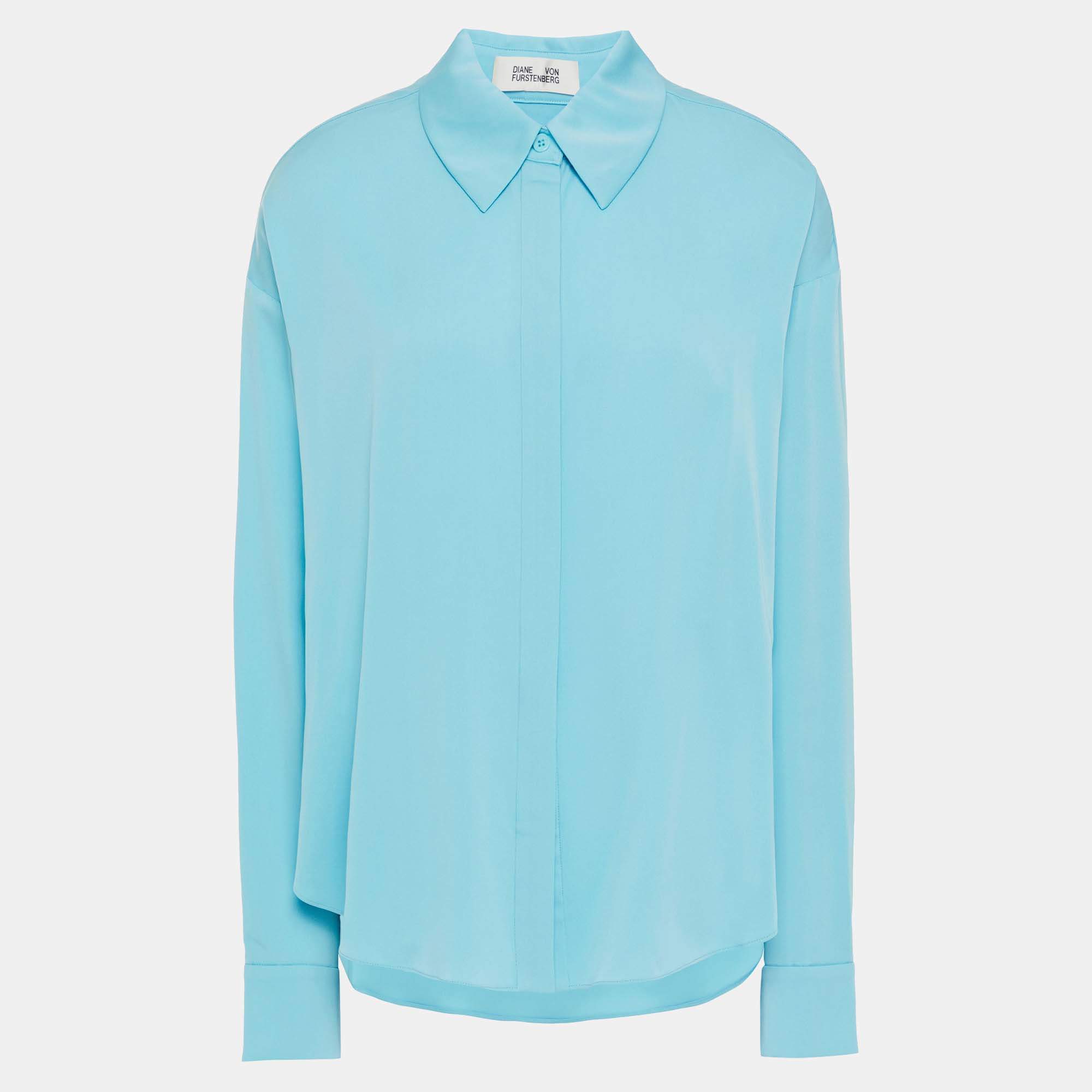 Pre Owned Diane Von Furstenberg Silk Long Sleeved Top 4