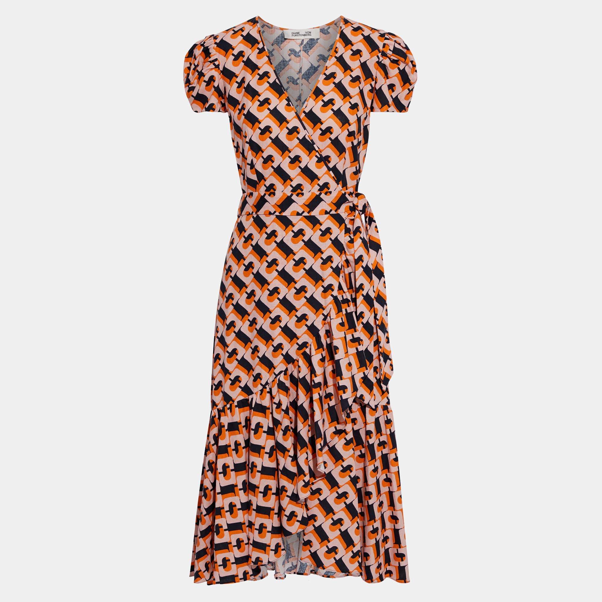Pre Owned Diane Von Furstenberg Linen Midi Dress XS