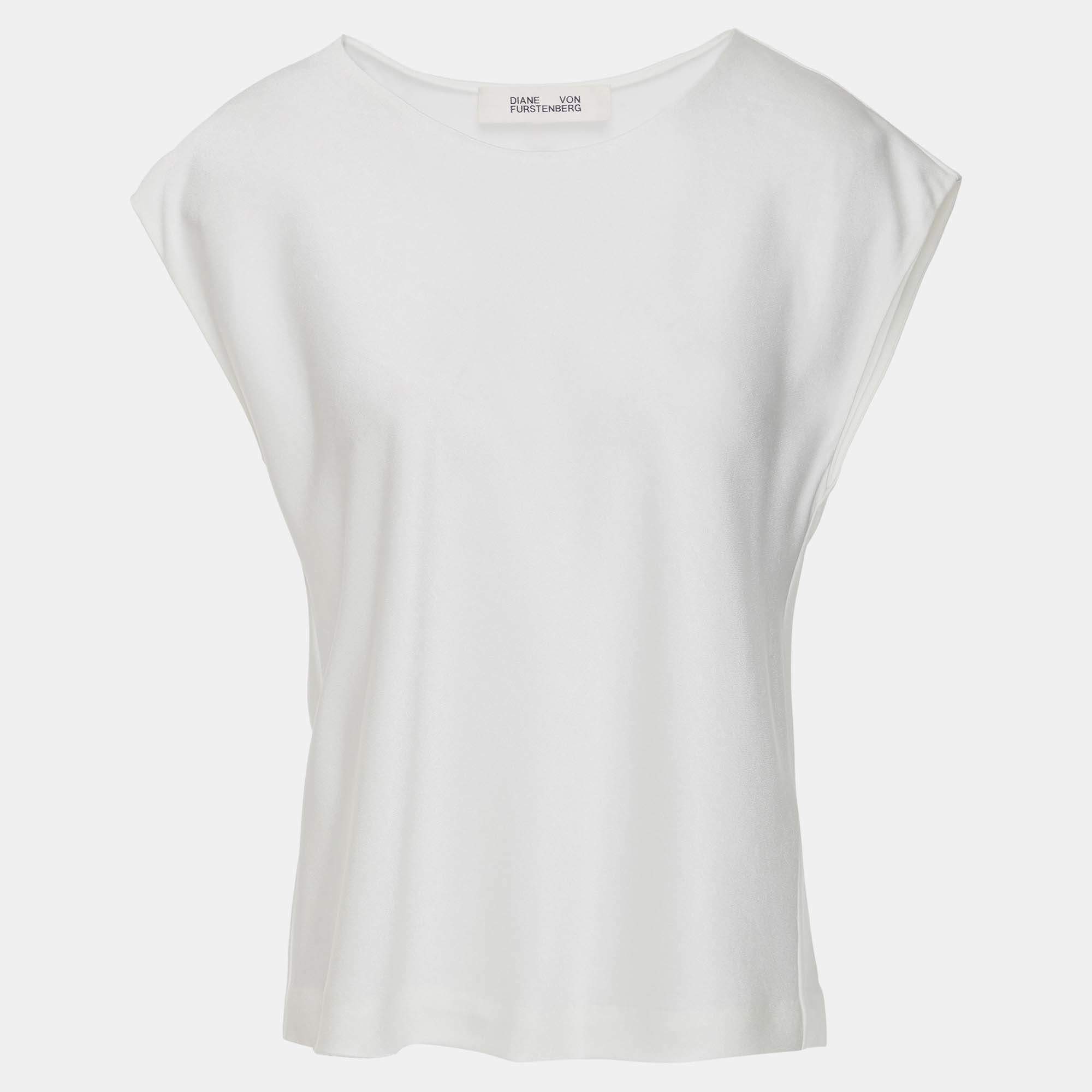 Pre Owned Diane Von Furstenberg Triacetate Sleeveless Top L