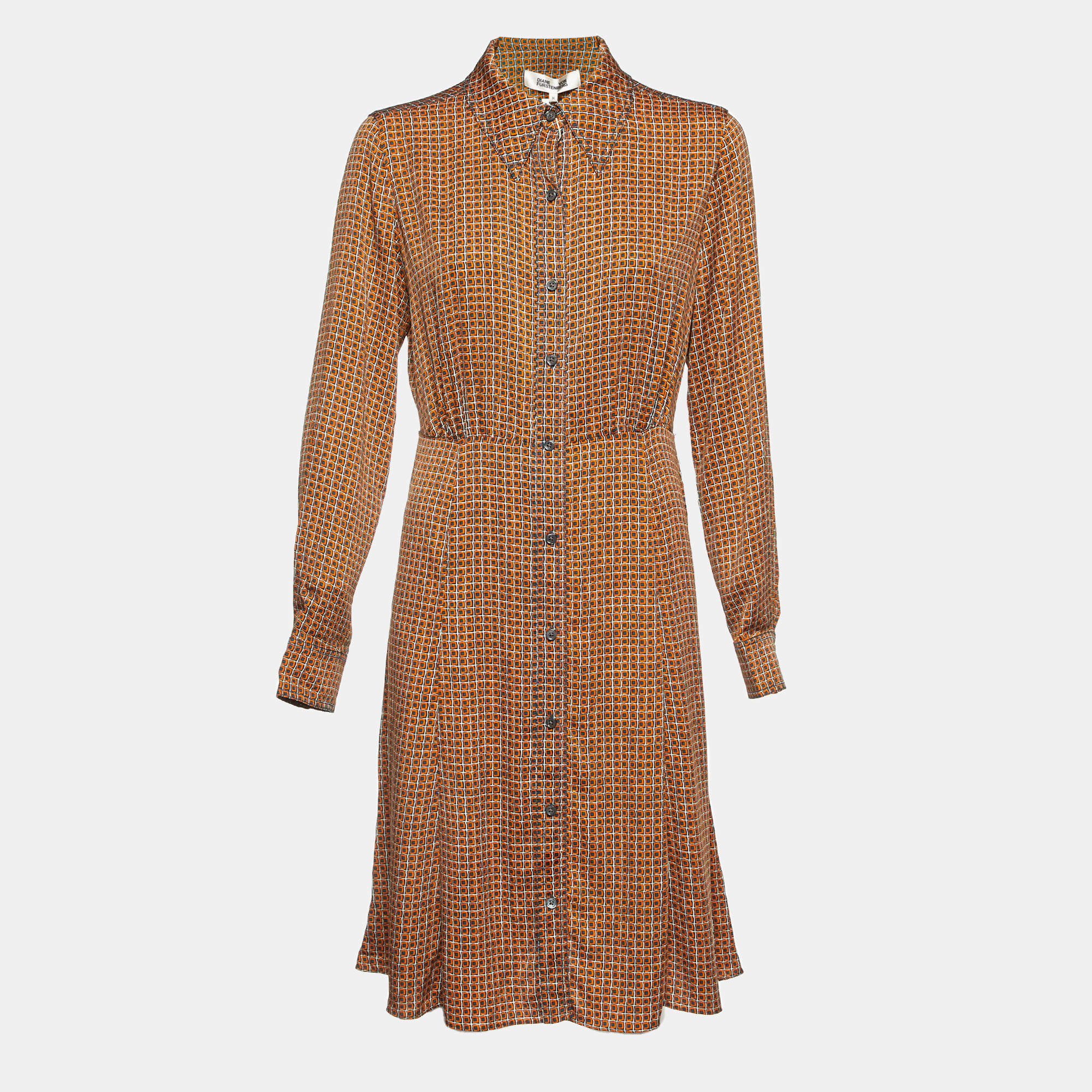 Pre Owned Diane Von Furstenberg Silk Knee Length Dress M