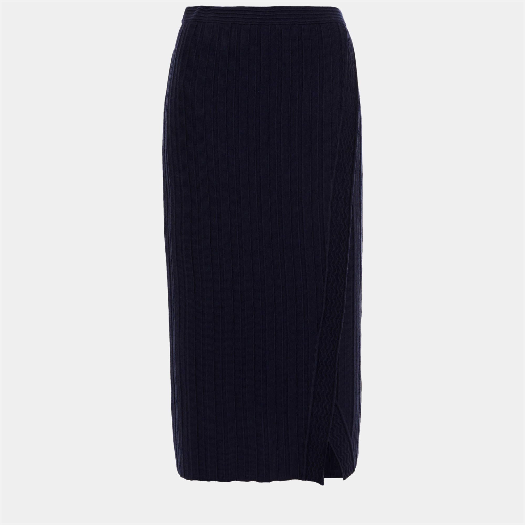 Diane Von Furstenberg Navy Blue Knit Midi Skirt S