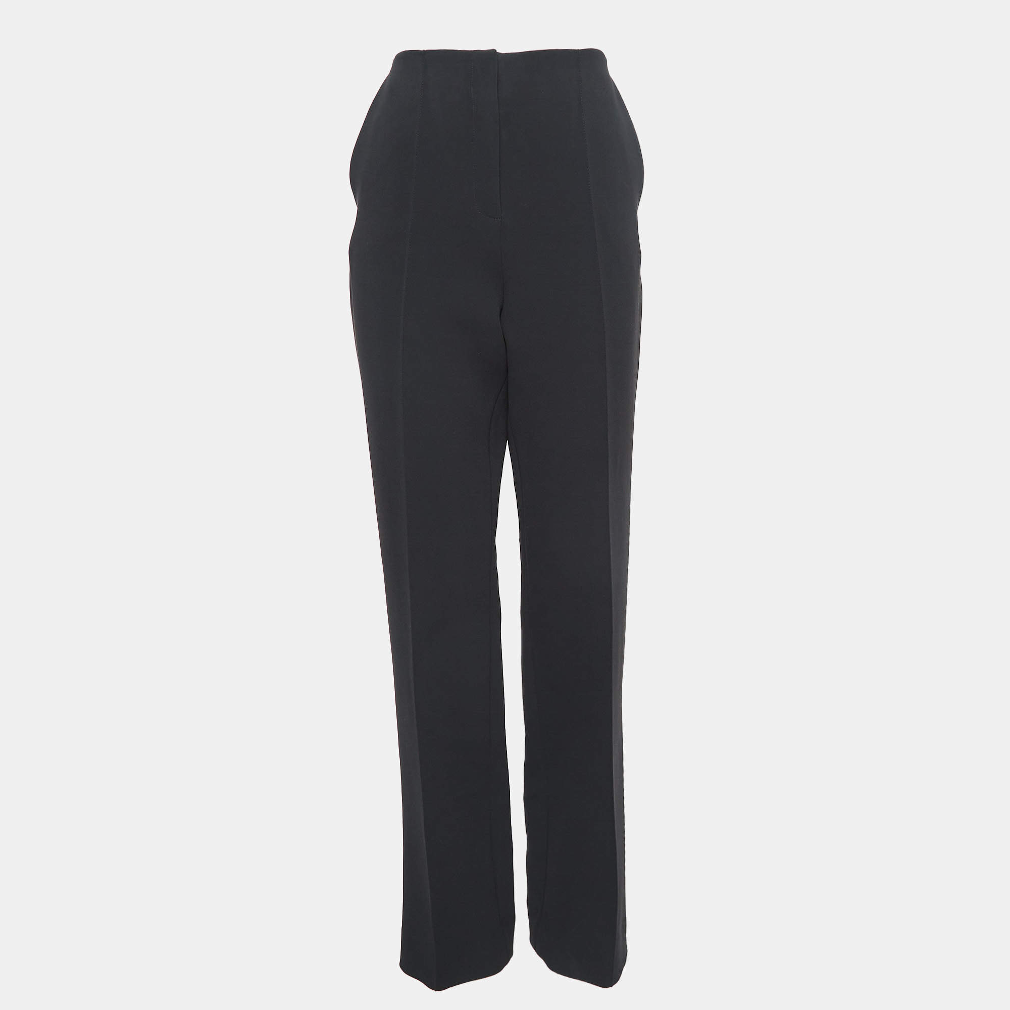 Diane Von Furstenberg Black Stretch Crepe High-Rise Trousers M