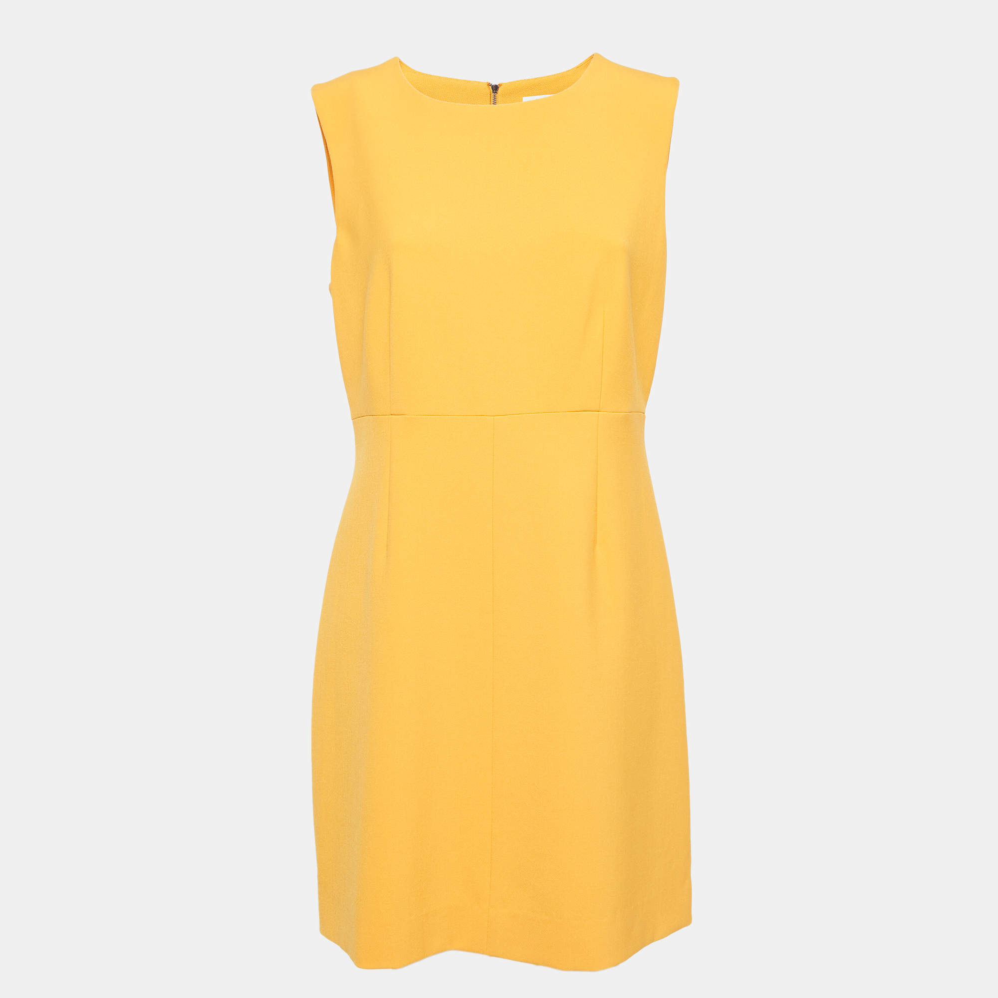 Pre Owned Diane Von Furstenberg Orange Stretch Knit Carrie Shift Dress L