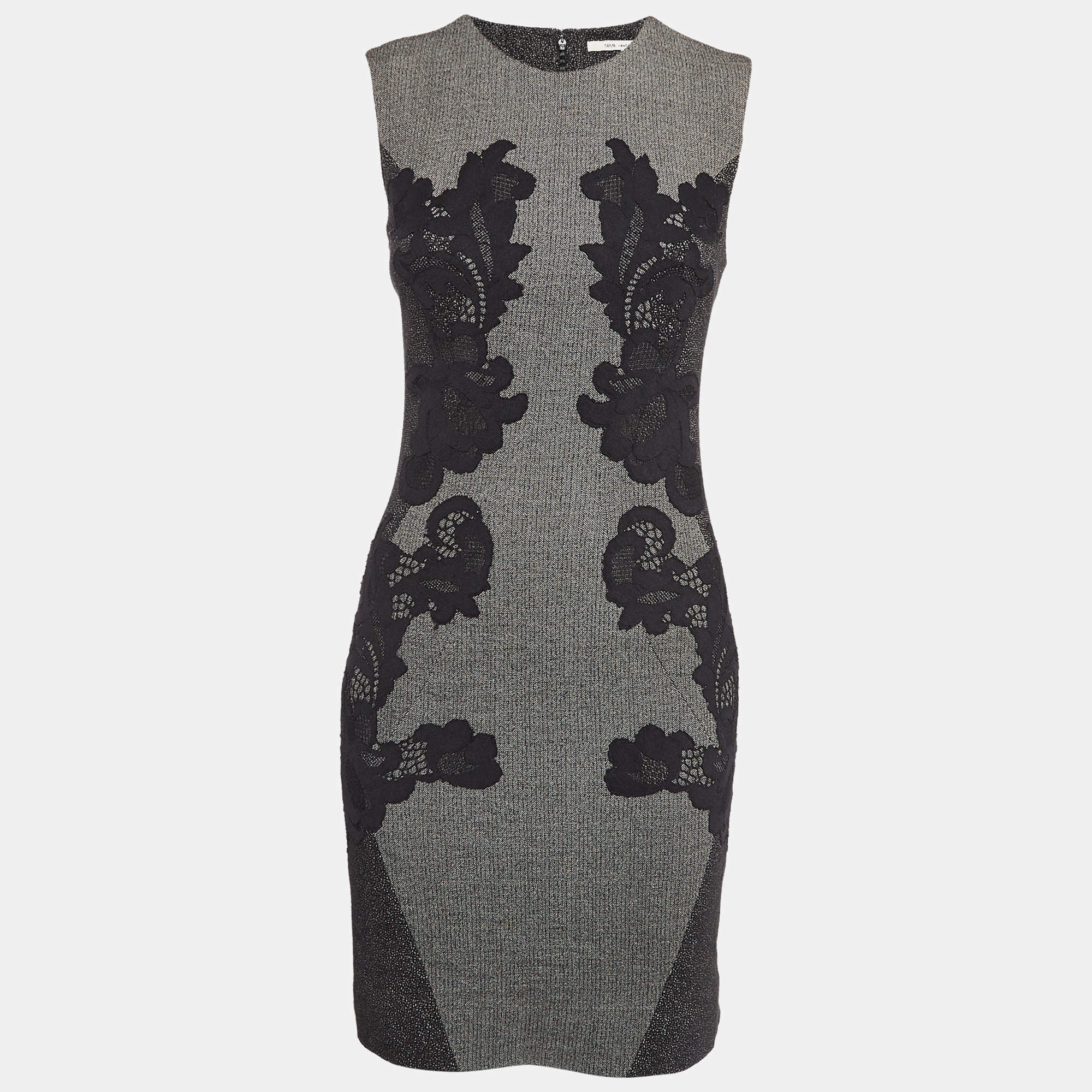 Pre Owned Diane Von Furstenberg Black Wool Blend Sleeveless Mini Dress S