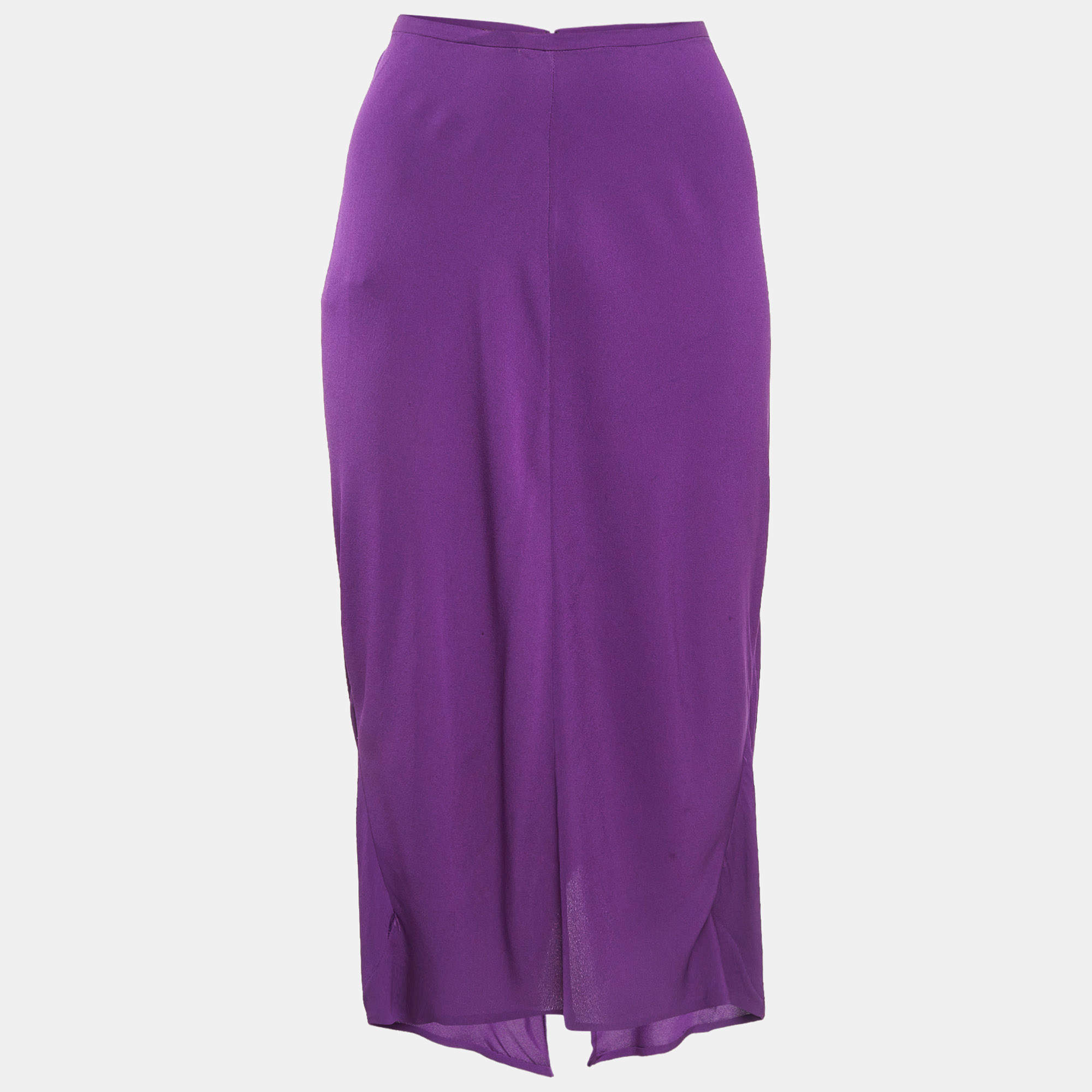 Pre Owned Diane Von Furstenberg Purple Midi Skirt M