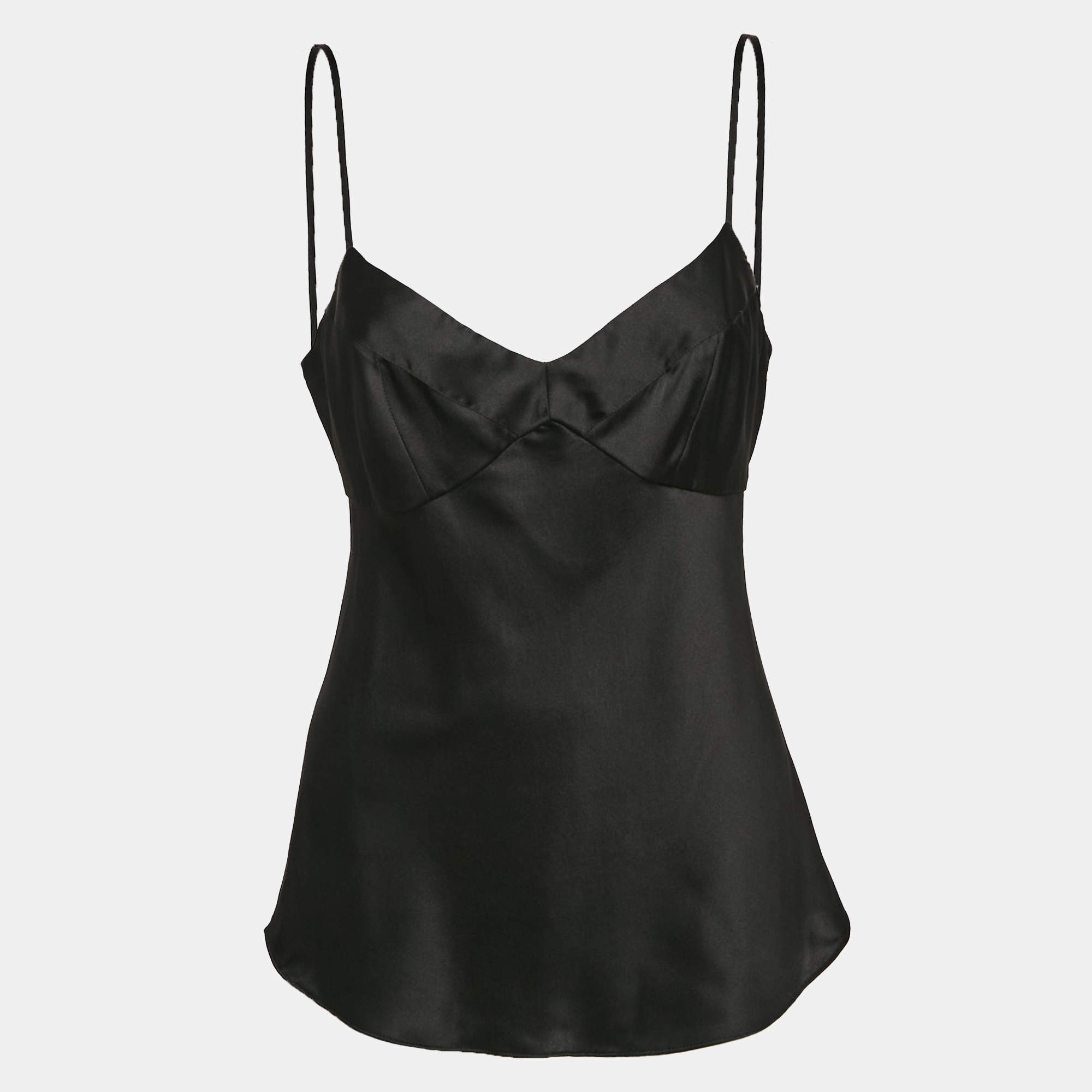 Pre Owned Diane Von Furstenberg Black Satin Silk Tenner Camisole M
