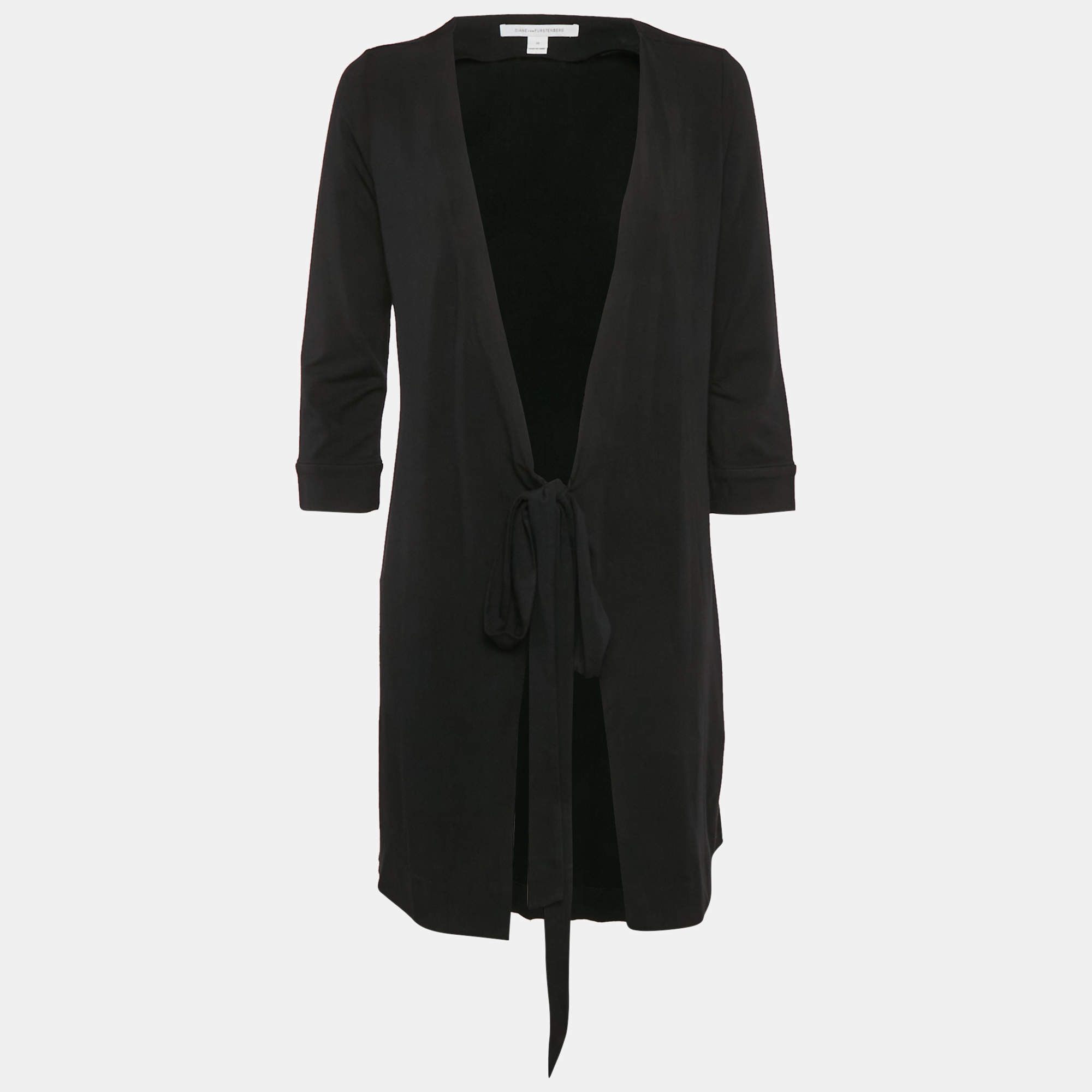 Diane Von Furstenberg Black Jersey New Julian Two Mini Wrap Dress L