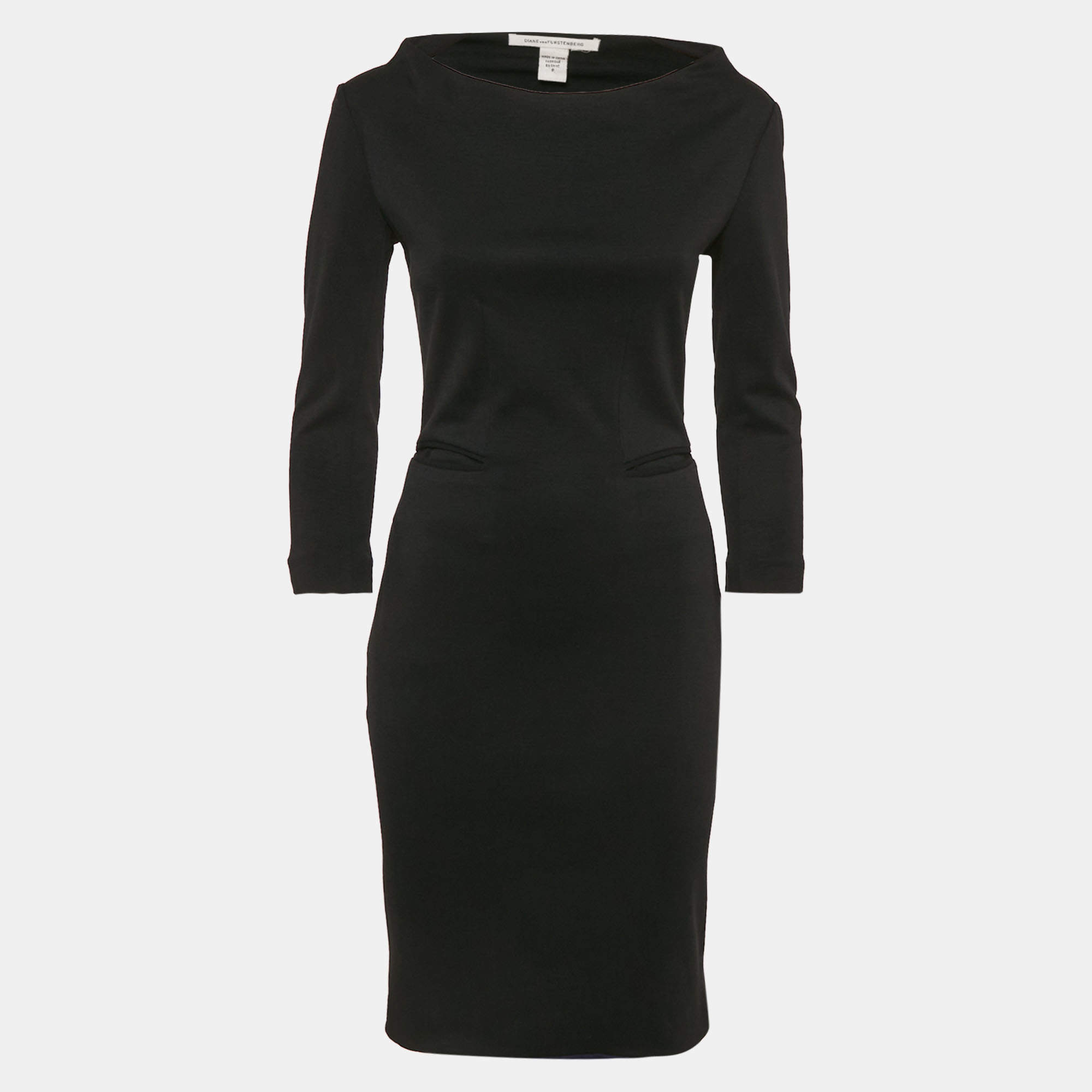 Pre Owned Diane Von Furstenberg  Black Jersey Short Maidey Dress XS