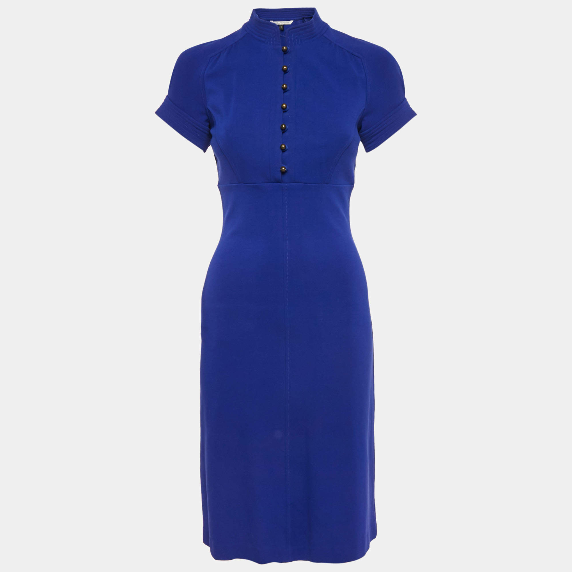 Pre Owned Diane Von Furstenberg Royal Blue Jersey Dizzy Dress S
