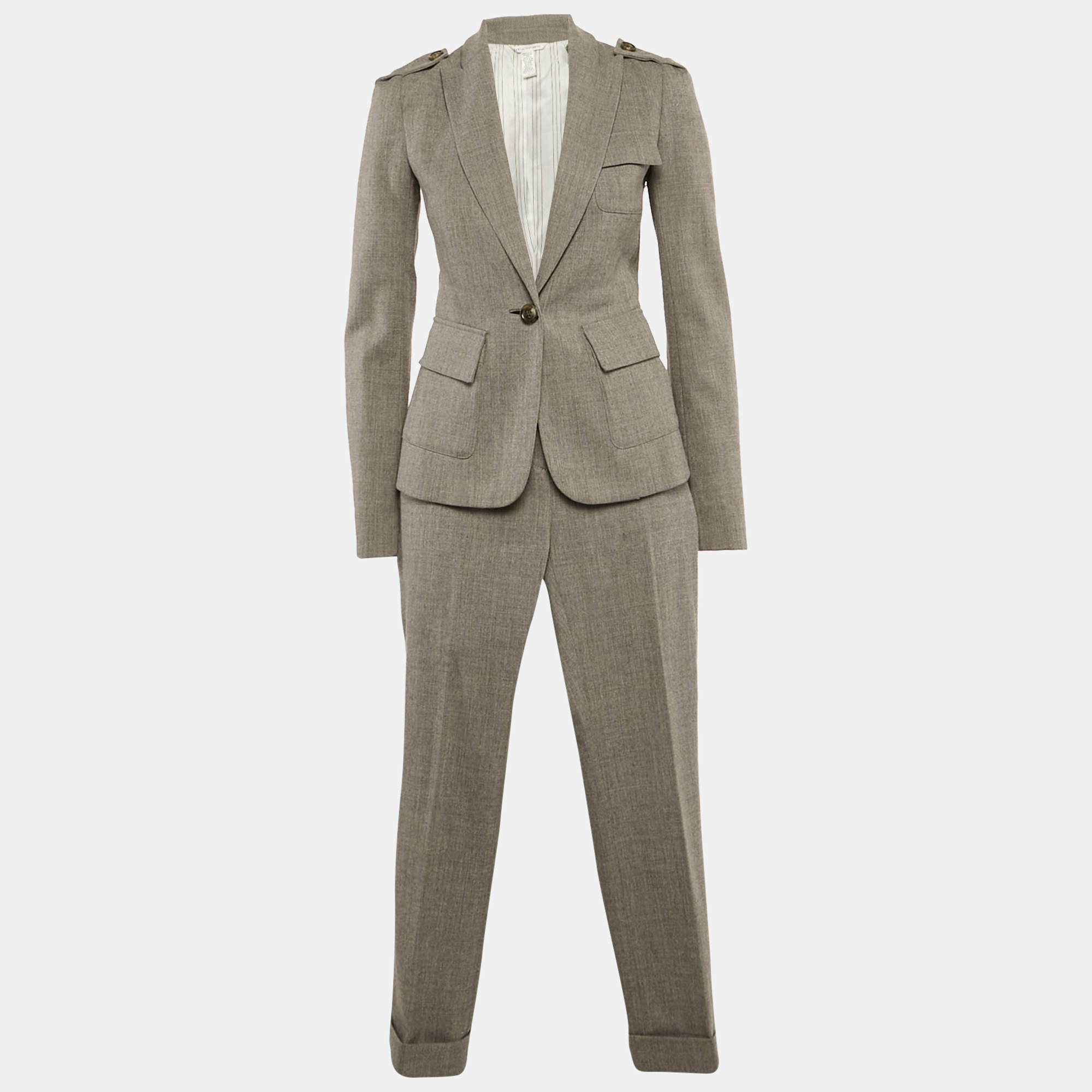 Diane von Furstenberg Grey Wool Pants Suit S
