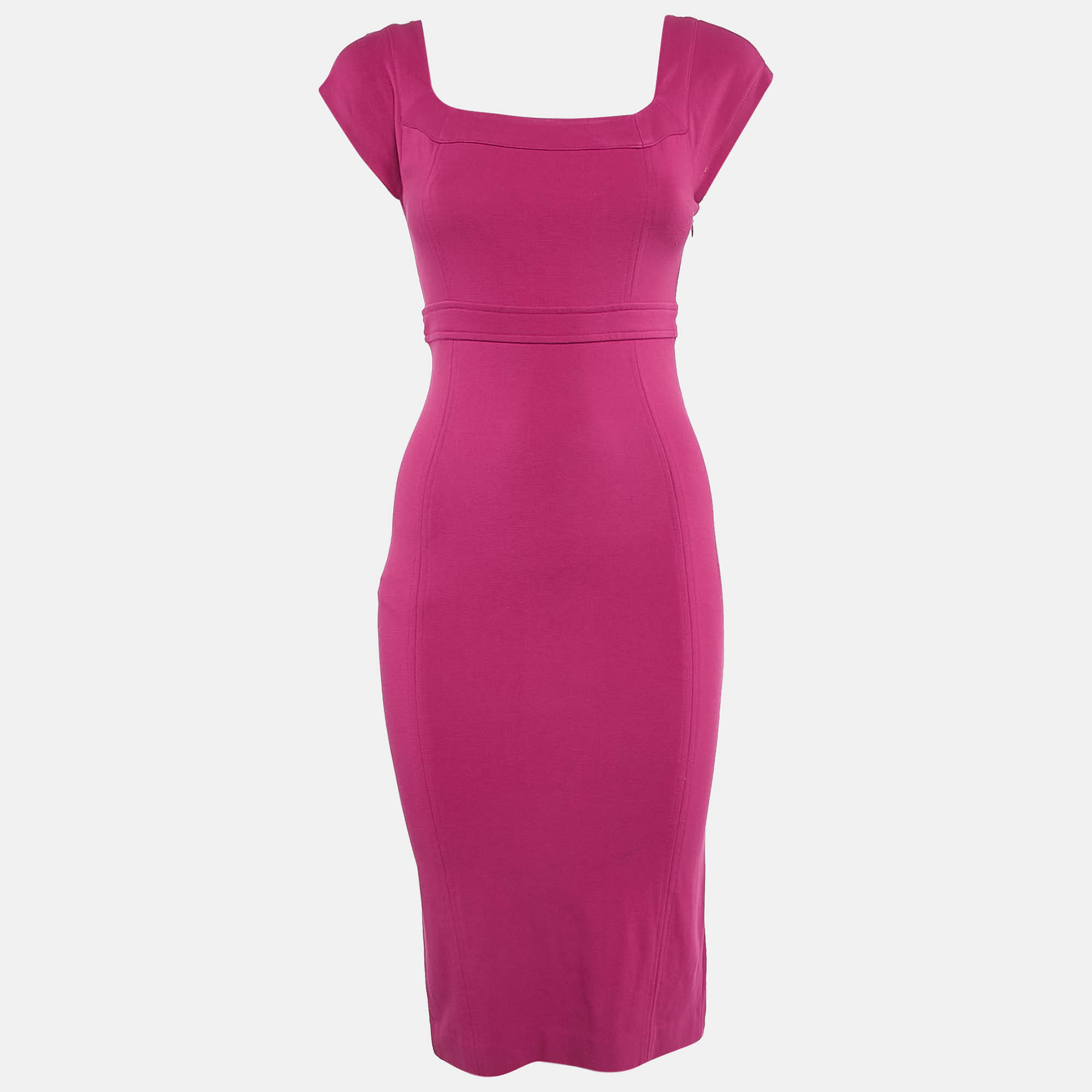 Pre Owned Diane Von Furstenberg Pink Jersey Sheath Dress S