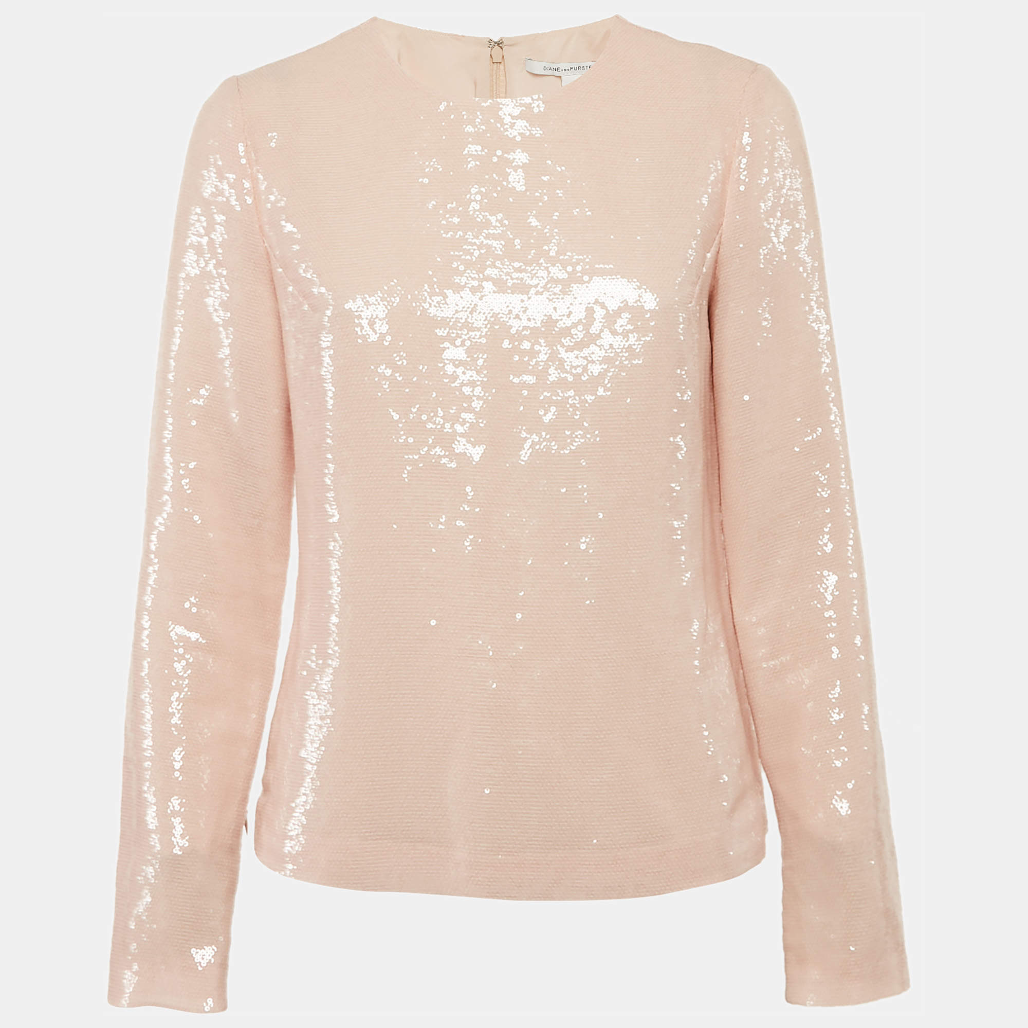 Diane Von Furstenberg Pink Sequin Crepe Menaro Top M