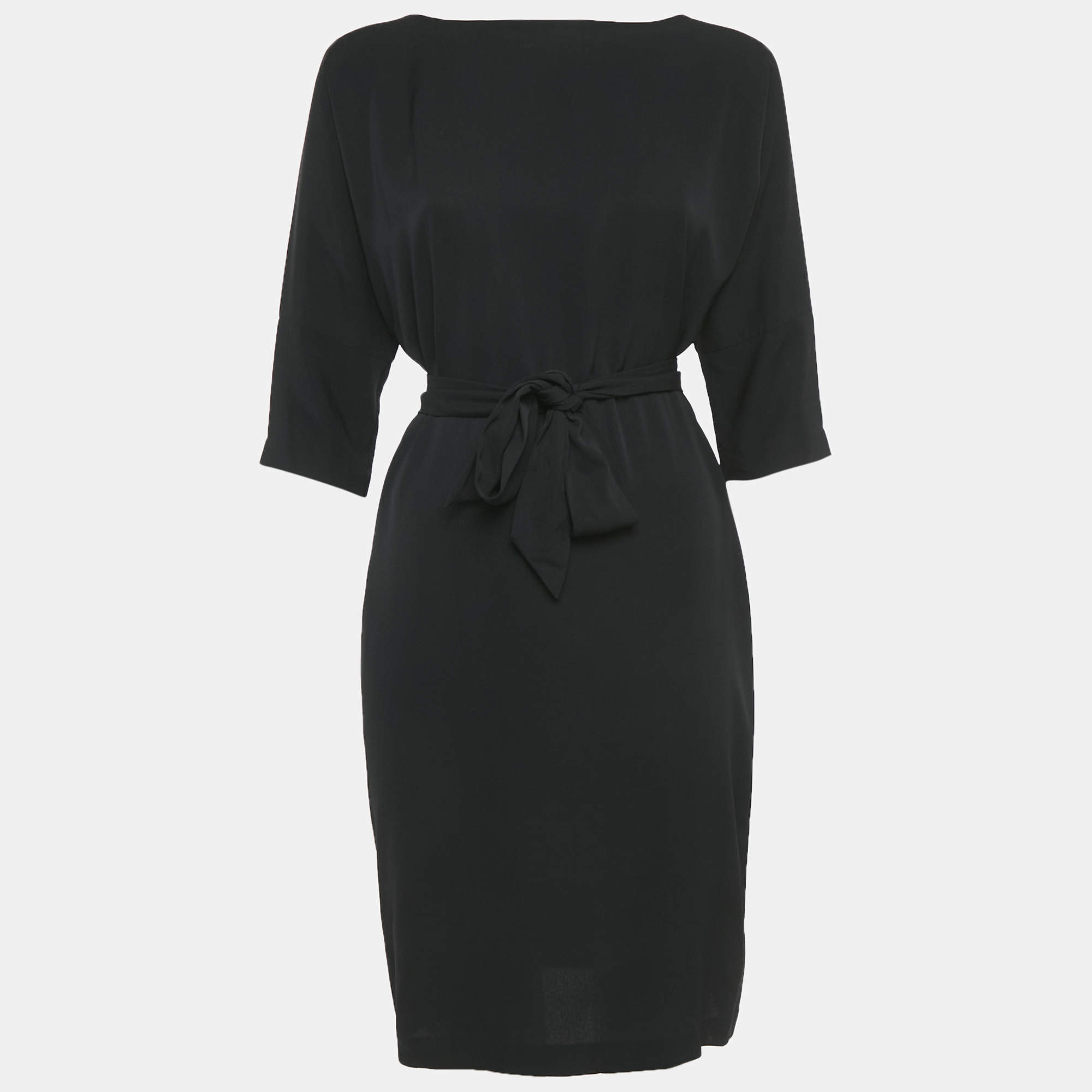 Pre Owned Diane Von Furstenberg Black Silk Midi Dress M