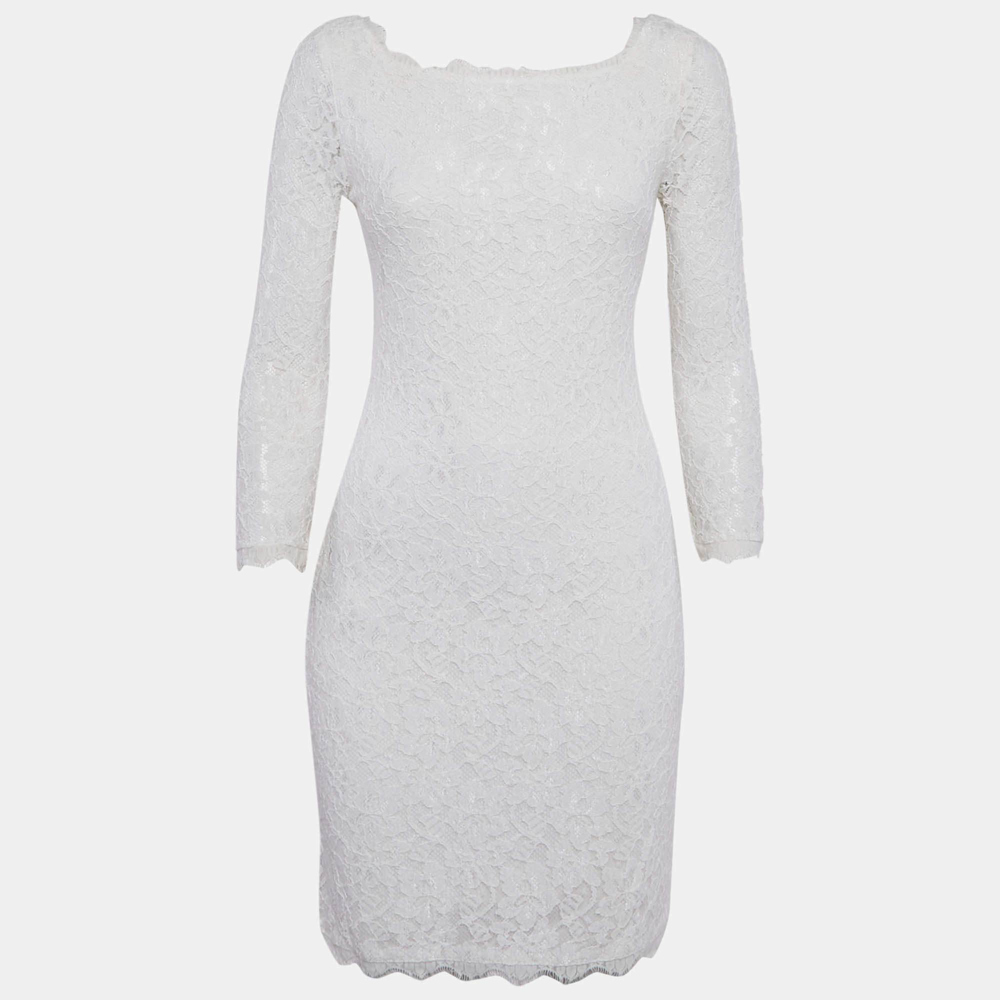 Diane Von Furstenberg White Lace Mini Dress M
