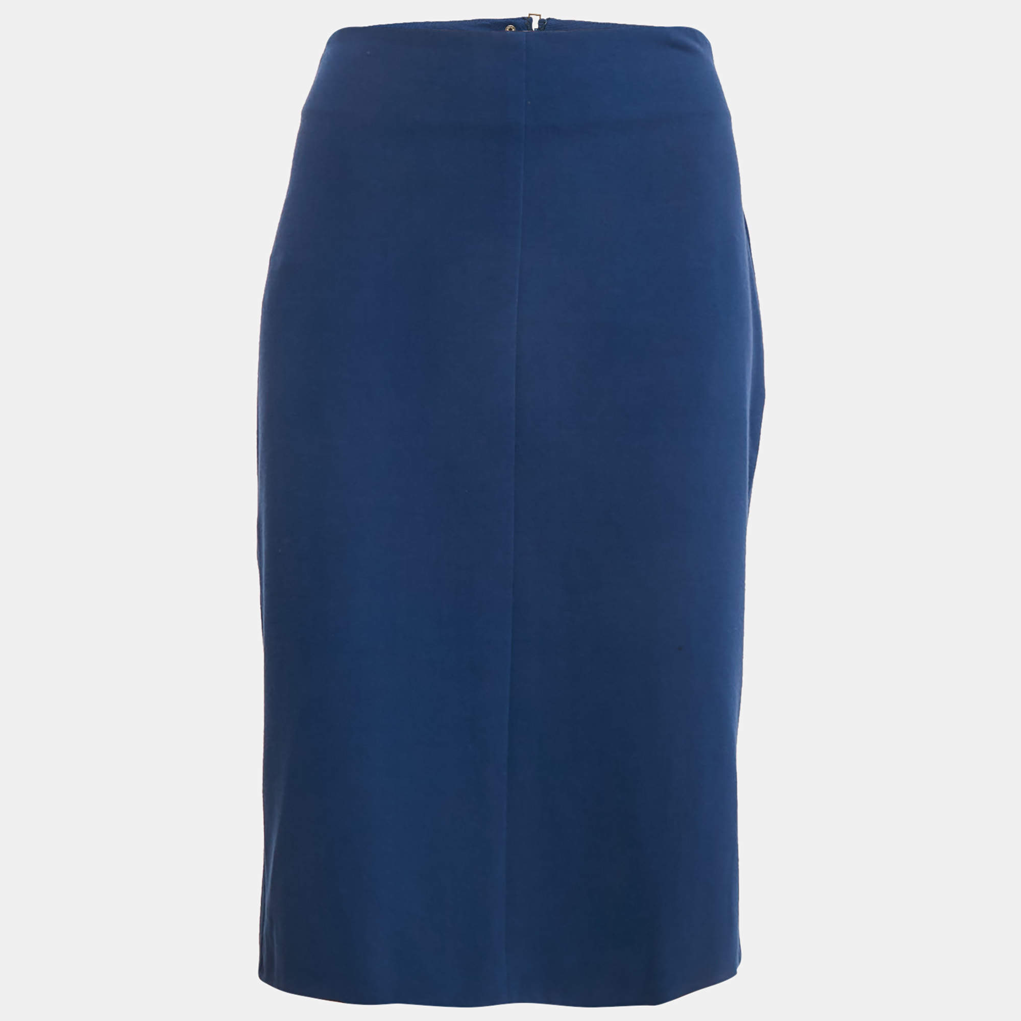 Pre Owned Diane Von Furstenberg Blue Jersey Esme Pencil Skirt L