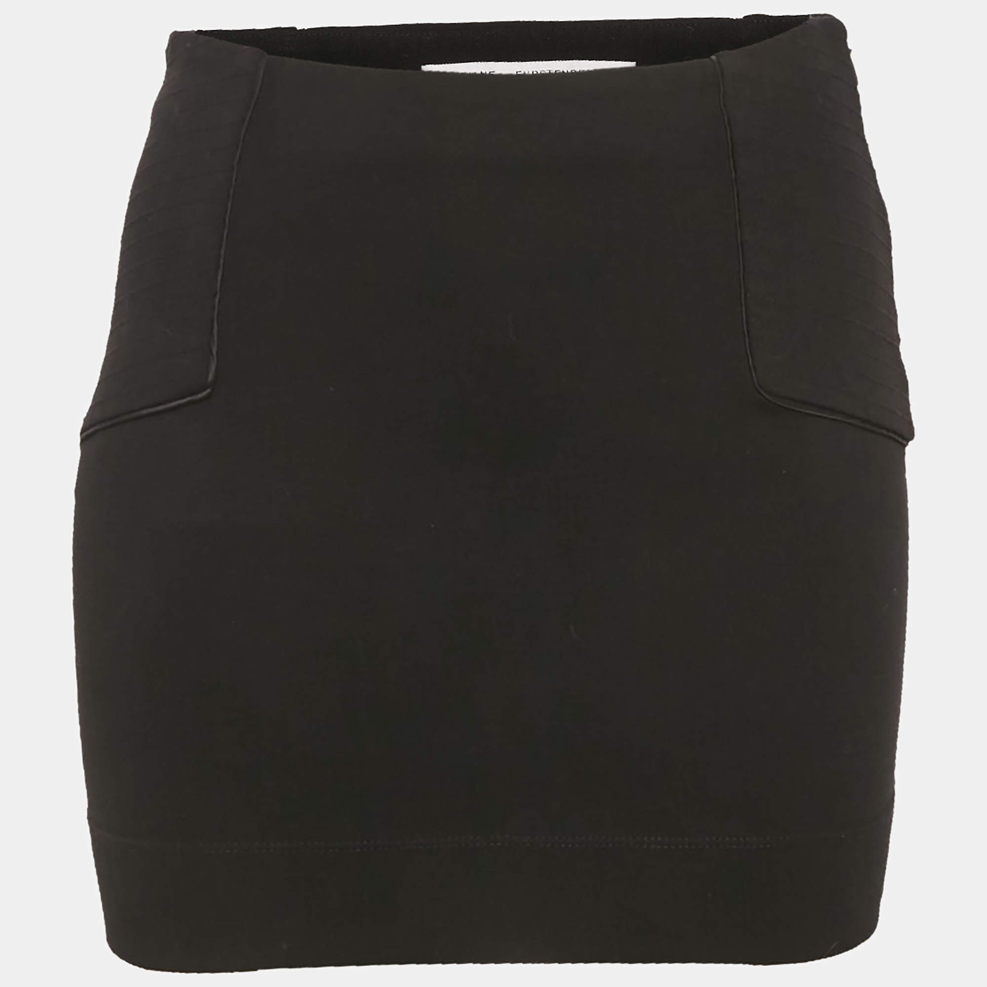 Pre Owned Diane Von Furstenberg Black Crepe Mini Skirt XS