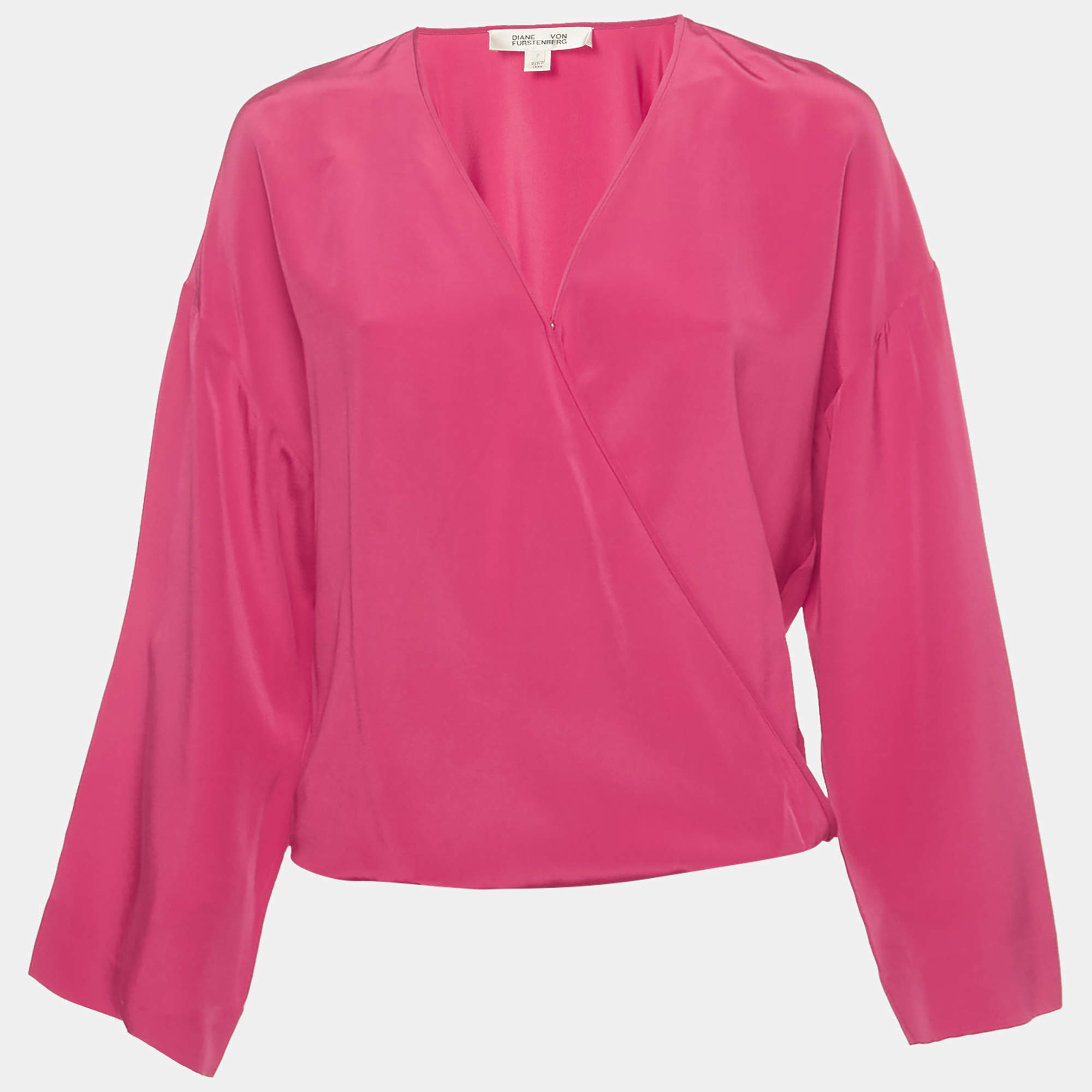Pre Owned Diane Von Furstenberg Fuchsia Pink Silk Loose Fit Top S
