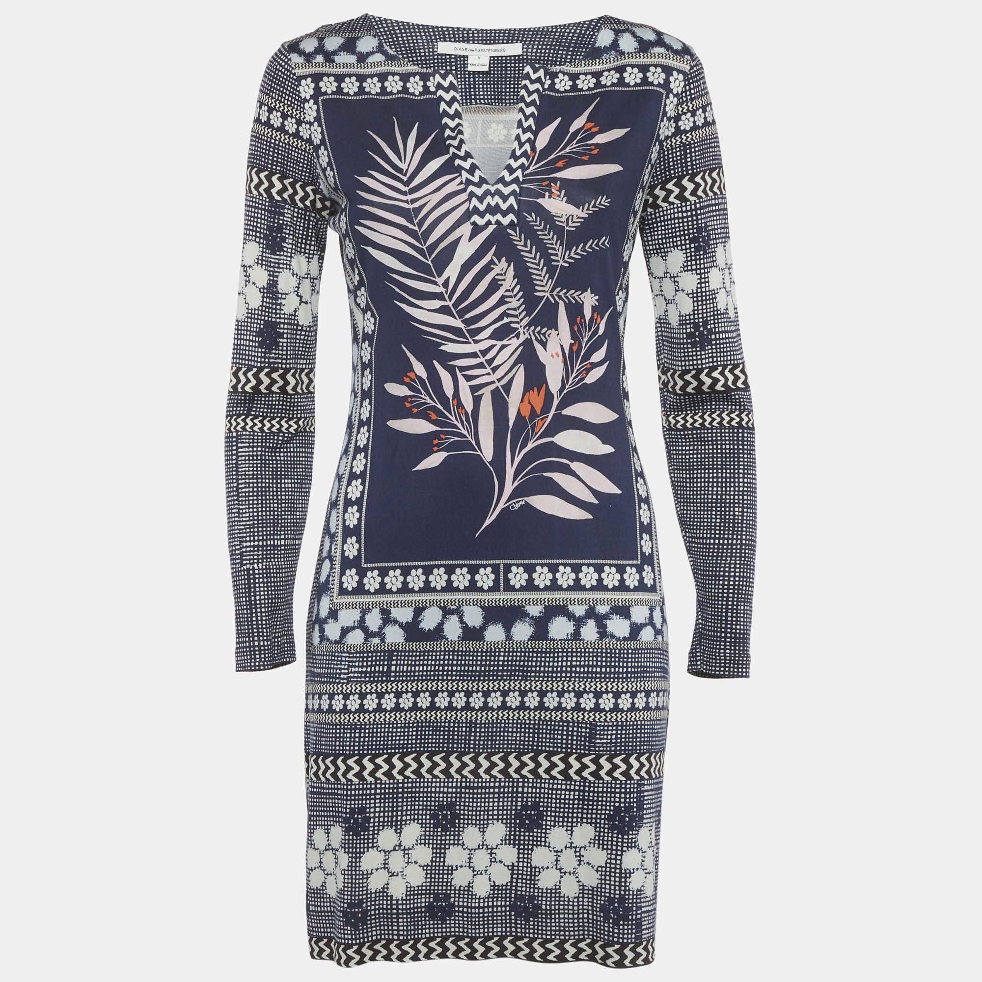 مملوكة مسبقًا Diane Von Furstenberg Navy Blue Silk Jersey Reina Long Dress M