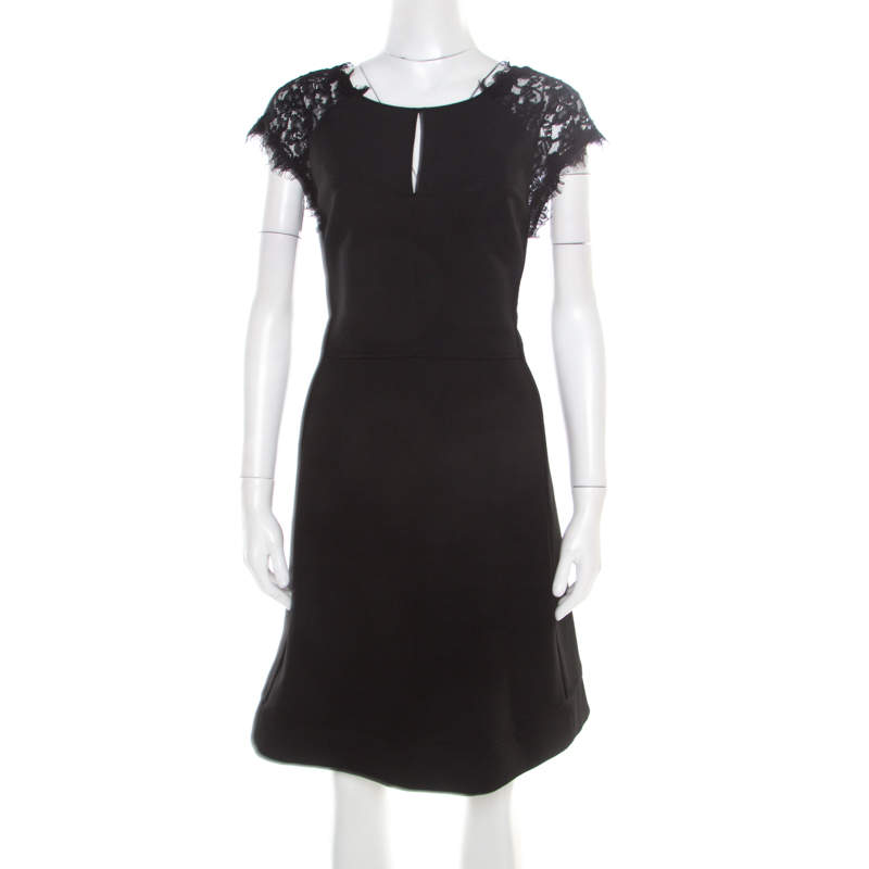 Diane von Furstenberg Black Floral Lace Bodice Detail Maddie Dress L