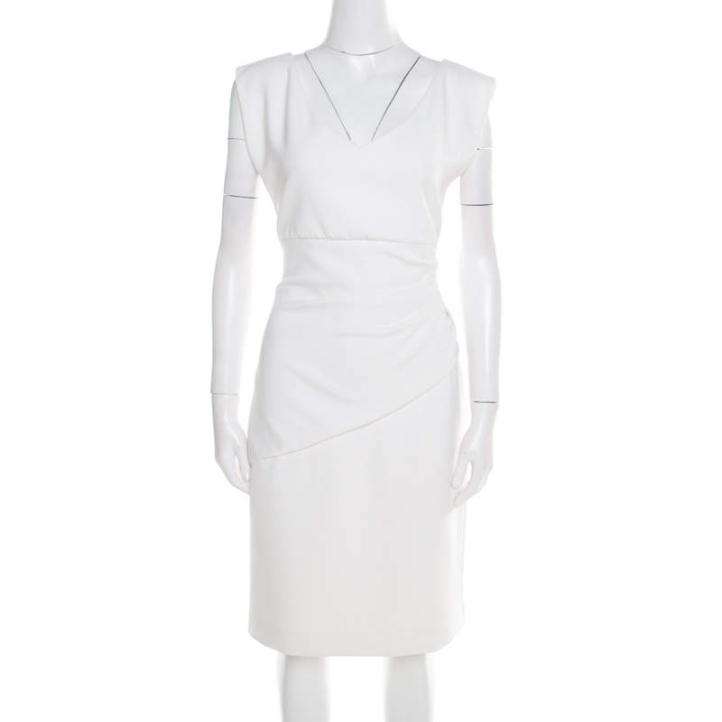 Pre Owned Diane Von Furstenberg Off White Sleeveless Bevin Sheath Dress M