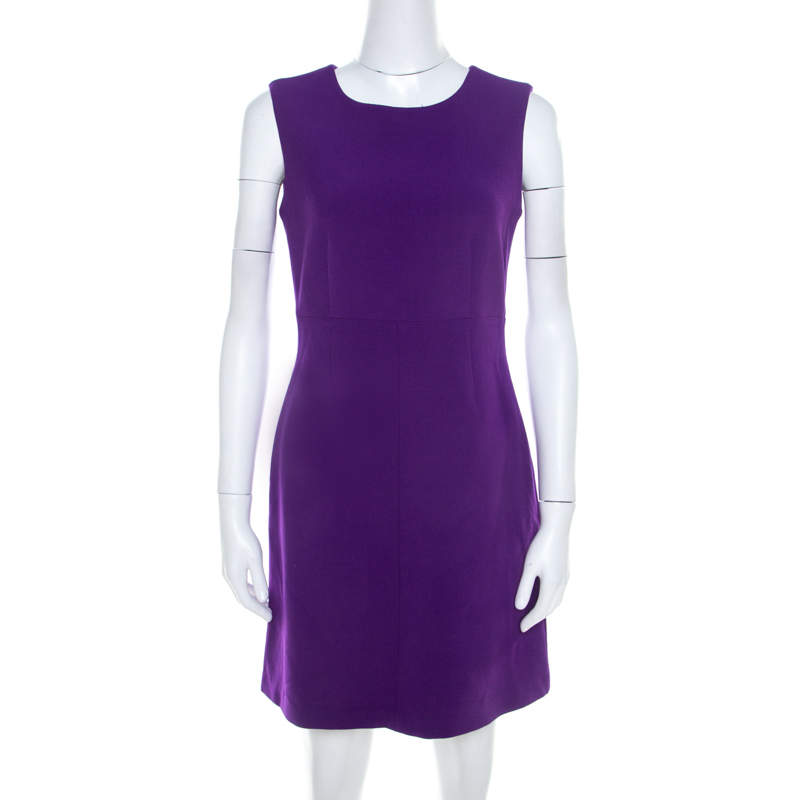 Pre Owned Diane von Furstenberg Purple Stretch Crepe Carrie Sheath Dress S