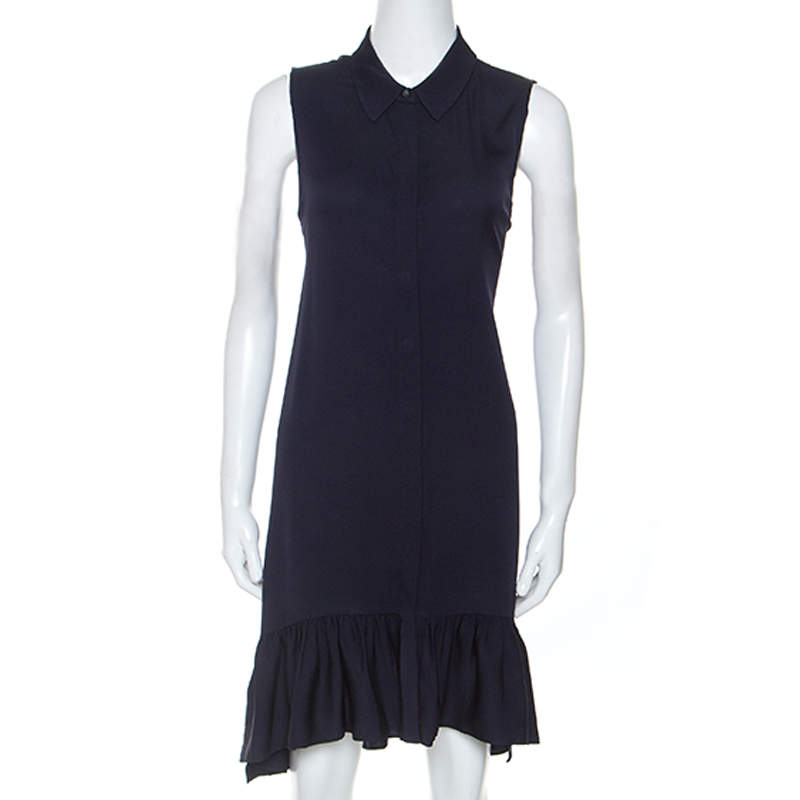 Pre Owned Diane Von Furstenberg Navy Blue Stretch Silk Lanzi Dress M