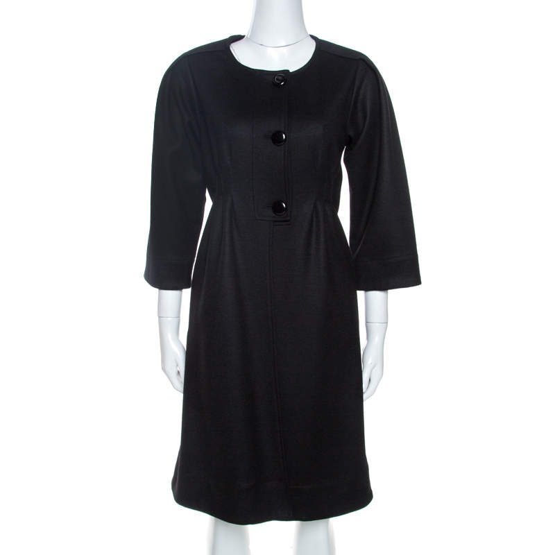 Diane Von Furstenberg Black Wool Dress Coat M