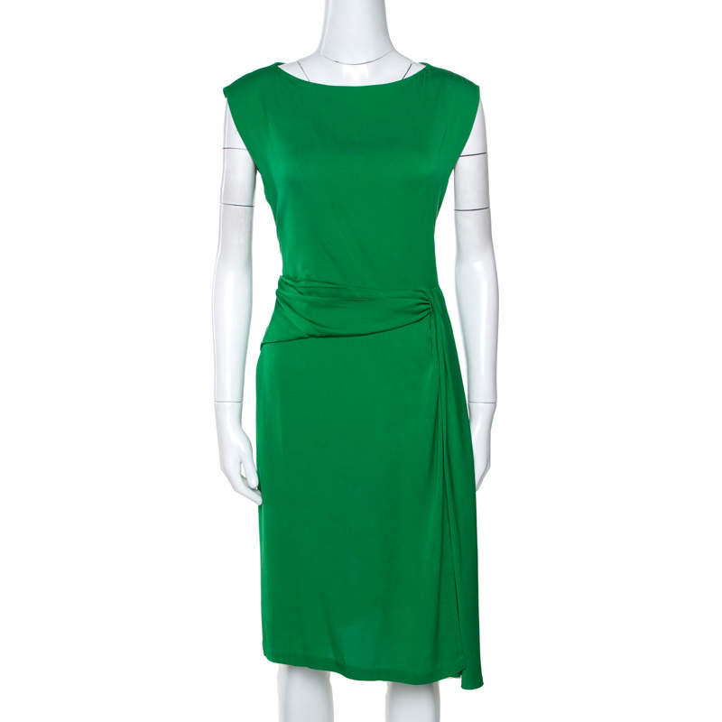 Pre Owned Diane von Furstenberg Green Stretch Silk Aveline Dress M
