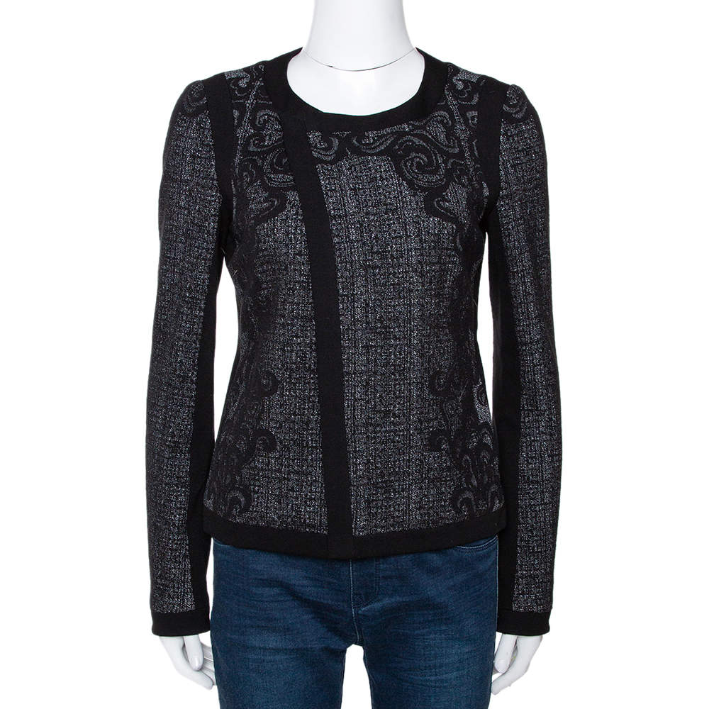 Diane Von Furstenberg Monochrome Textured Knit Jacket S