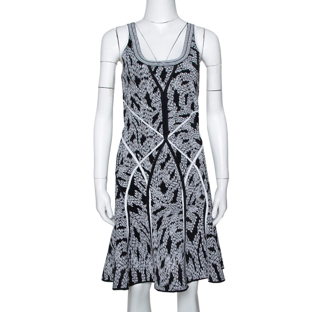 Pre Owned Diane von Furstenberg Black Panther Lace Jacquard Ilsa Dress M