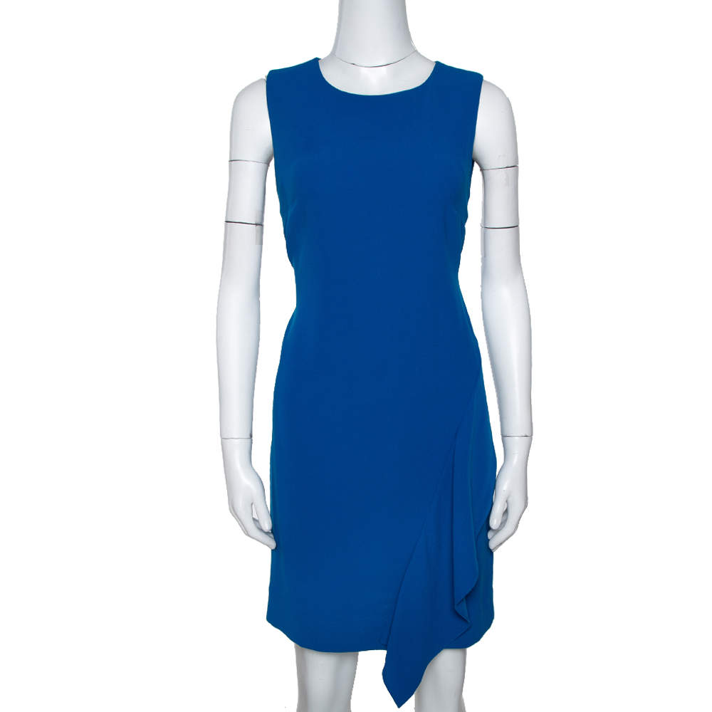 Diane von Furstenberg Neptune Blue Crepe Wylda Shift Dress S