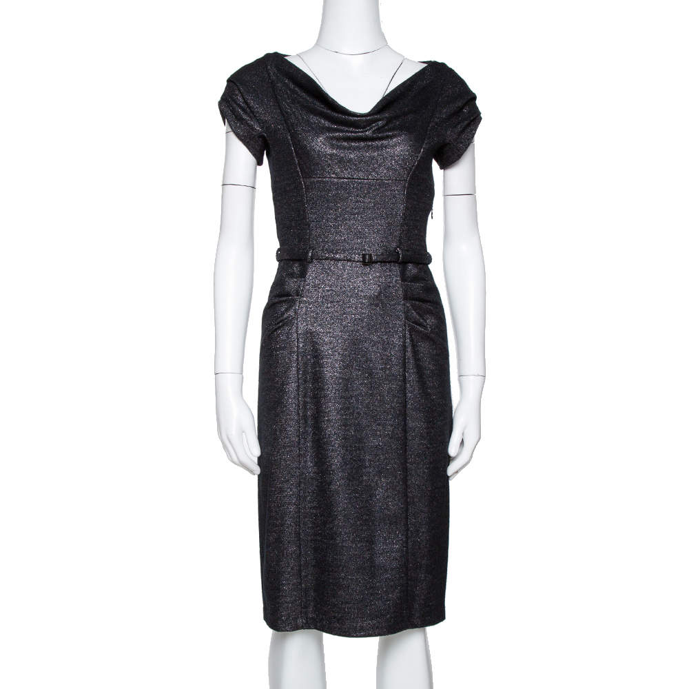 Pre Owned Diane von Furstenberg Black Lurex Wool Blend Ellen Marie Dress S