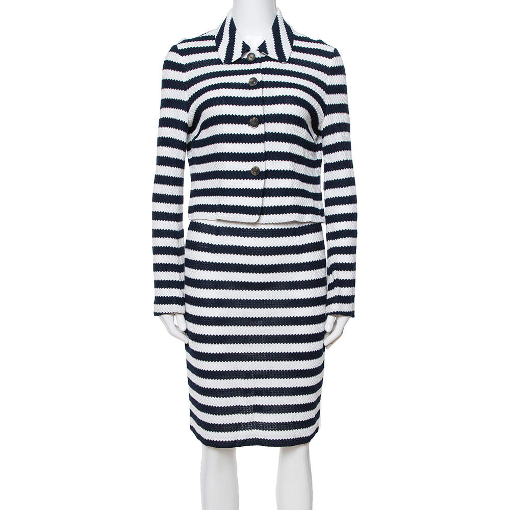 Pre Owned Diane von Furstenberg Navy Blue Walda/Lacie Skirt & Jacket Set S