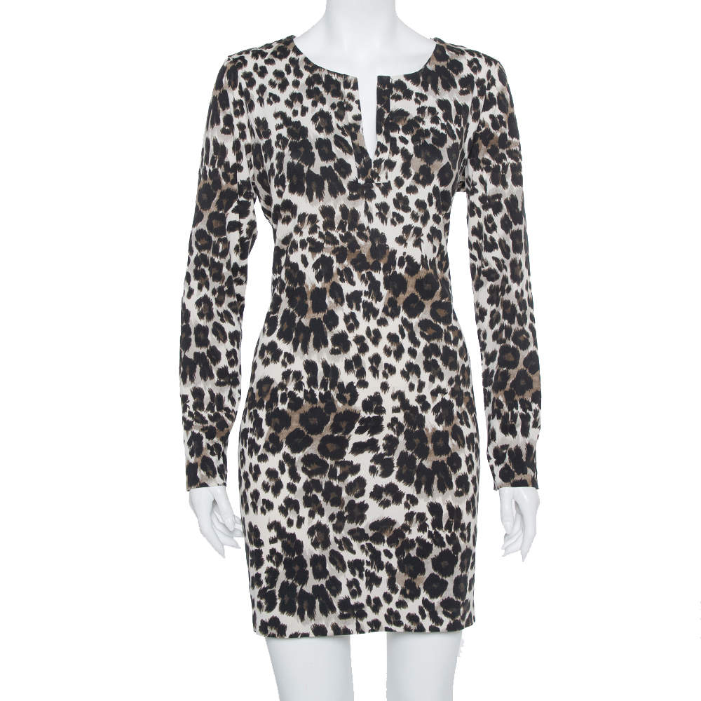 Pre Owned Diane Von Furstenberg Black Animal Printed Knit Reina Dress XL