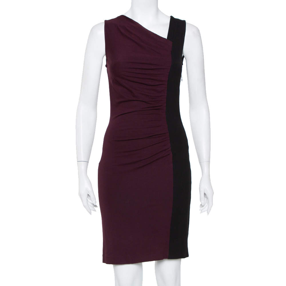 Pre Owned Diane Von Furstenberg Colorblock Stretch Knit Gladys Dress S