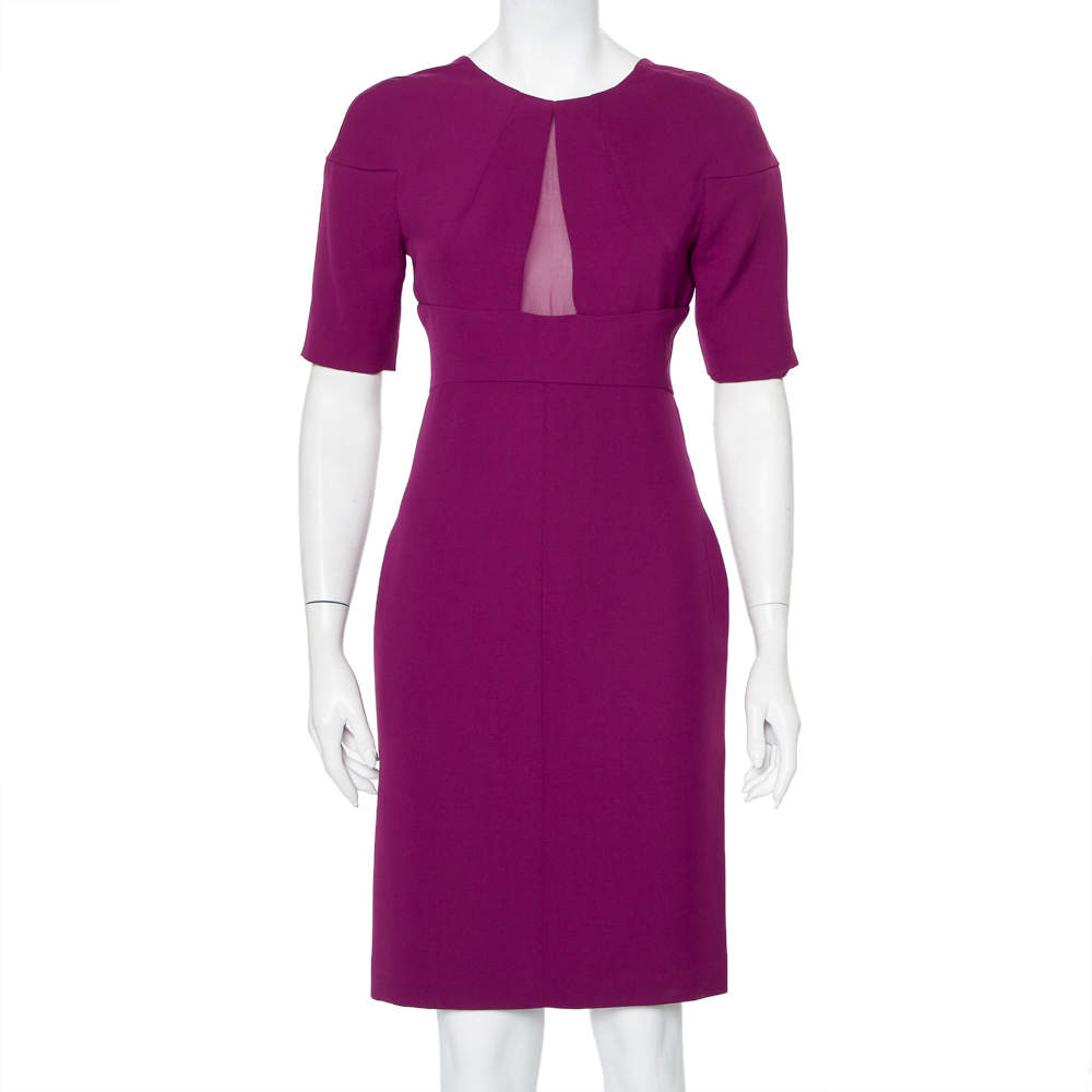 Pre Owned Diane Von Furstenberg Purple Crepe Paneled Wilma Midi Dress S