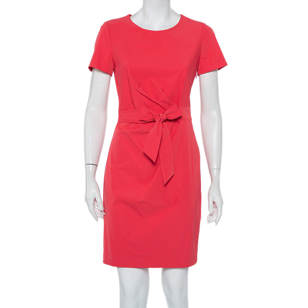 Pre Owned Diane von Furstenberg Pink Jersey Draped Waist Tie Detail Zoe Dress S